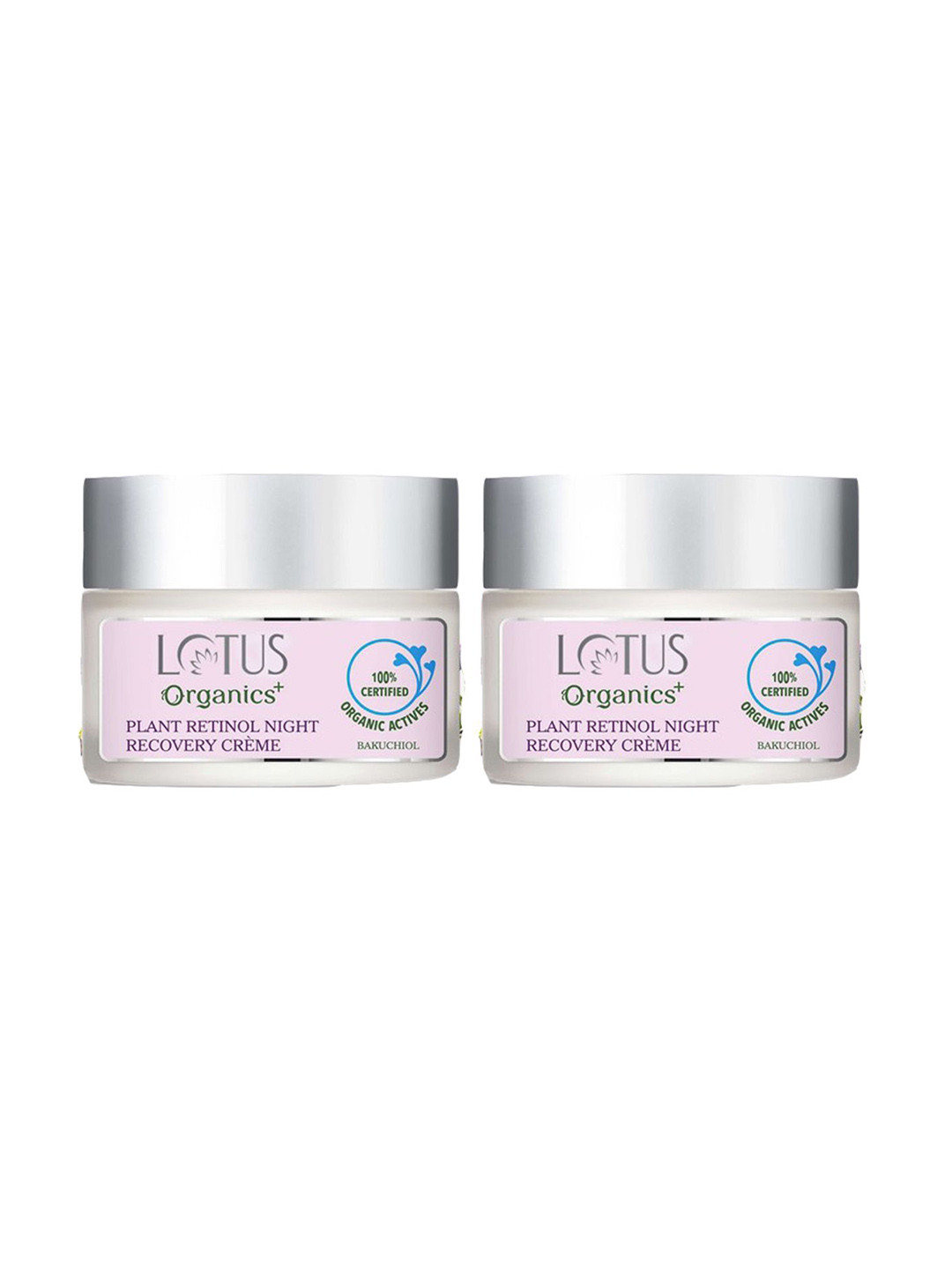Lotus Organics+ Set Of 2 Plant Retinol Night Recovery Cream with Bakuchiol - 50g Each