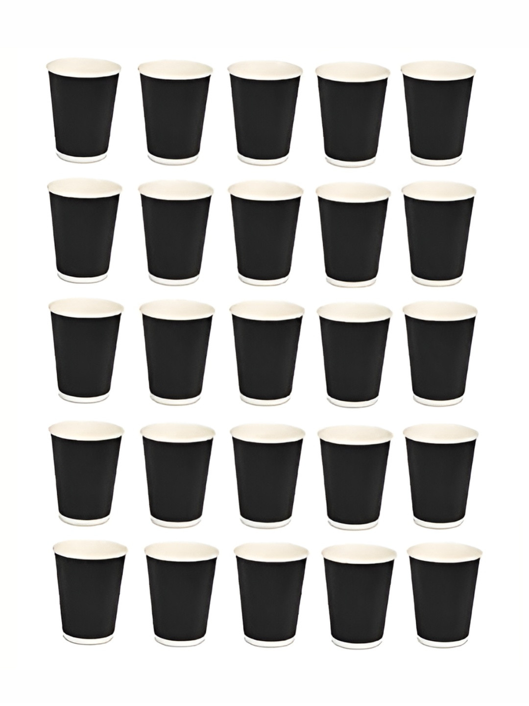 e kysa 25-Pcs Black & White Ripple Paper Disposable Tea/Coffee Cups-250 ml Each