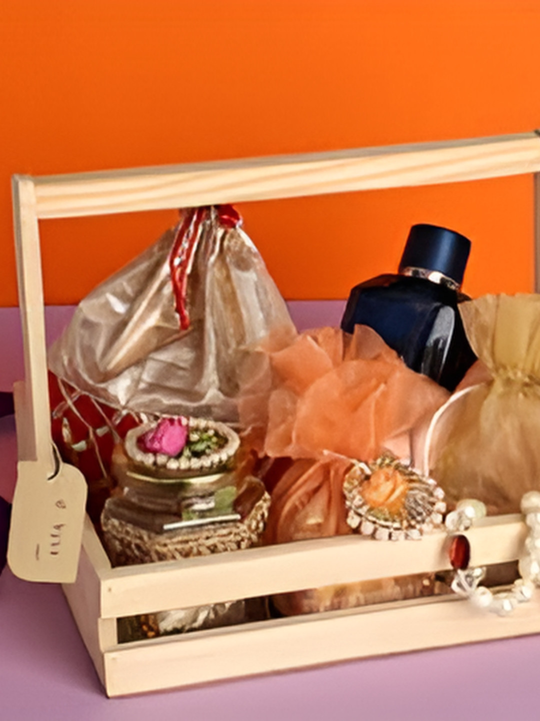 e kysa Beige Pine Wood Multipurpose Hamper Fancy Basket