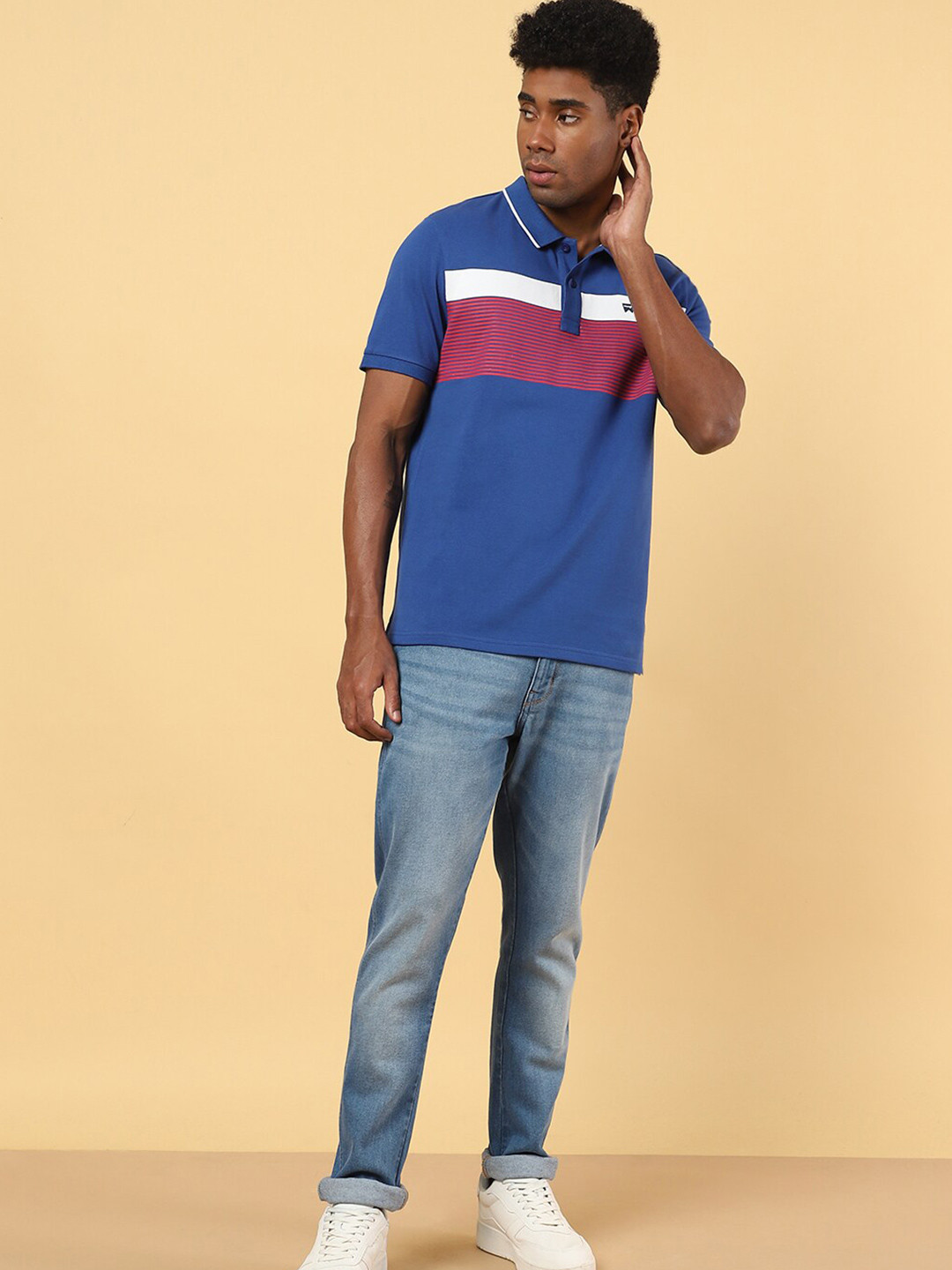 Wrangler Colourblocked Polo Collar Cotton T-shirt