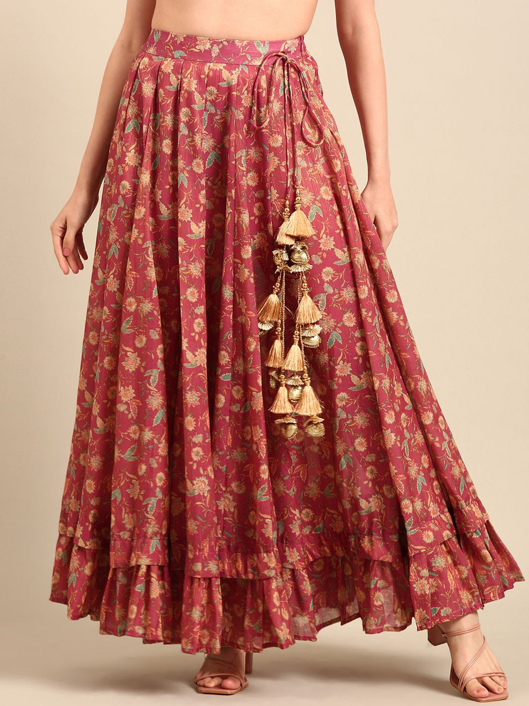 De Moza Printed A-Line Maxi Skirt