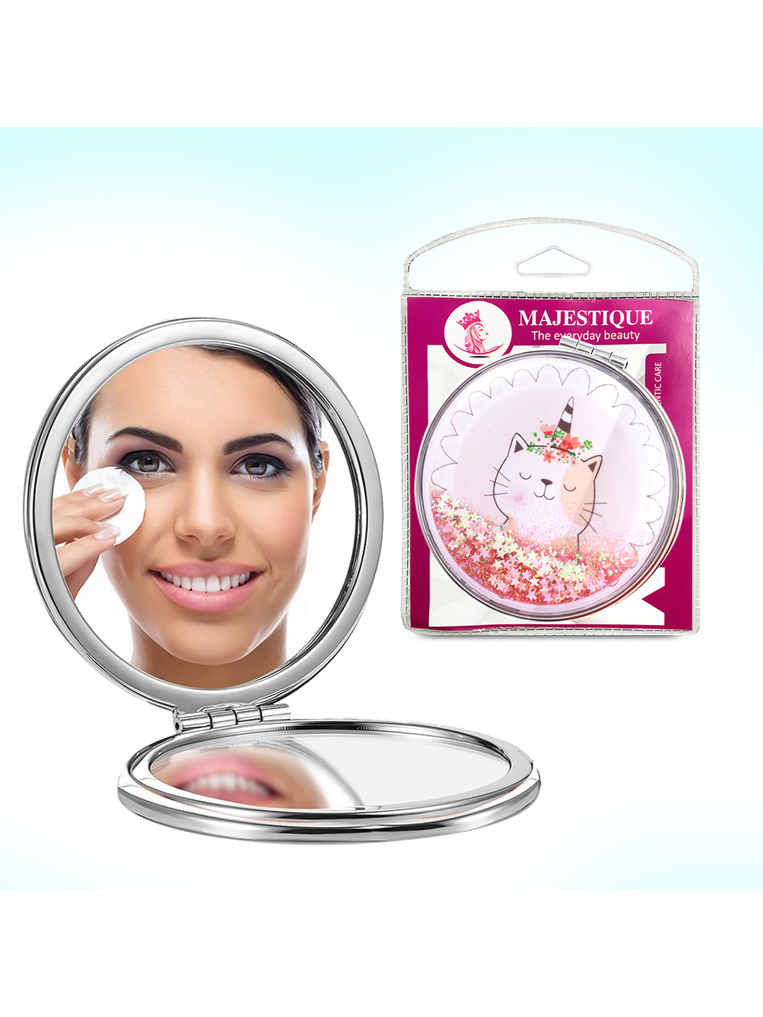 MAJESTIQUE White Dual Mirror Compact Mirror