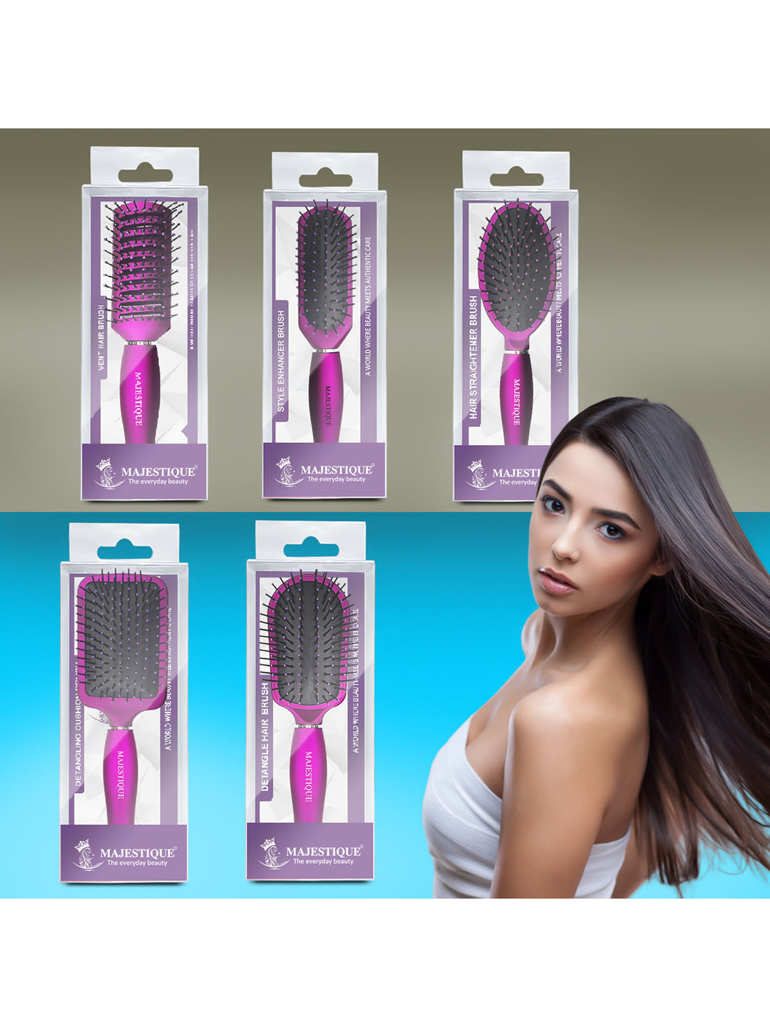 MAJESTIQUE Set Of 5 Hair Brush
