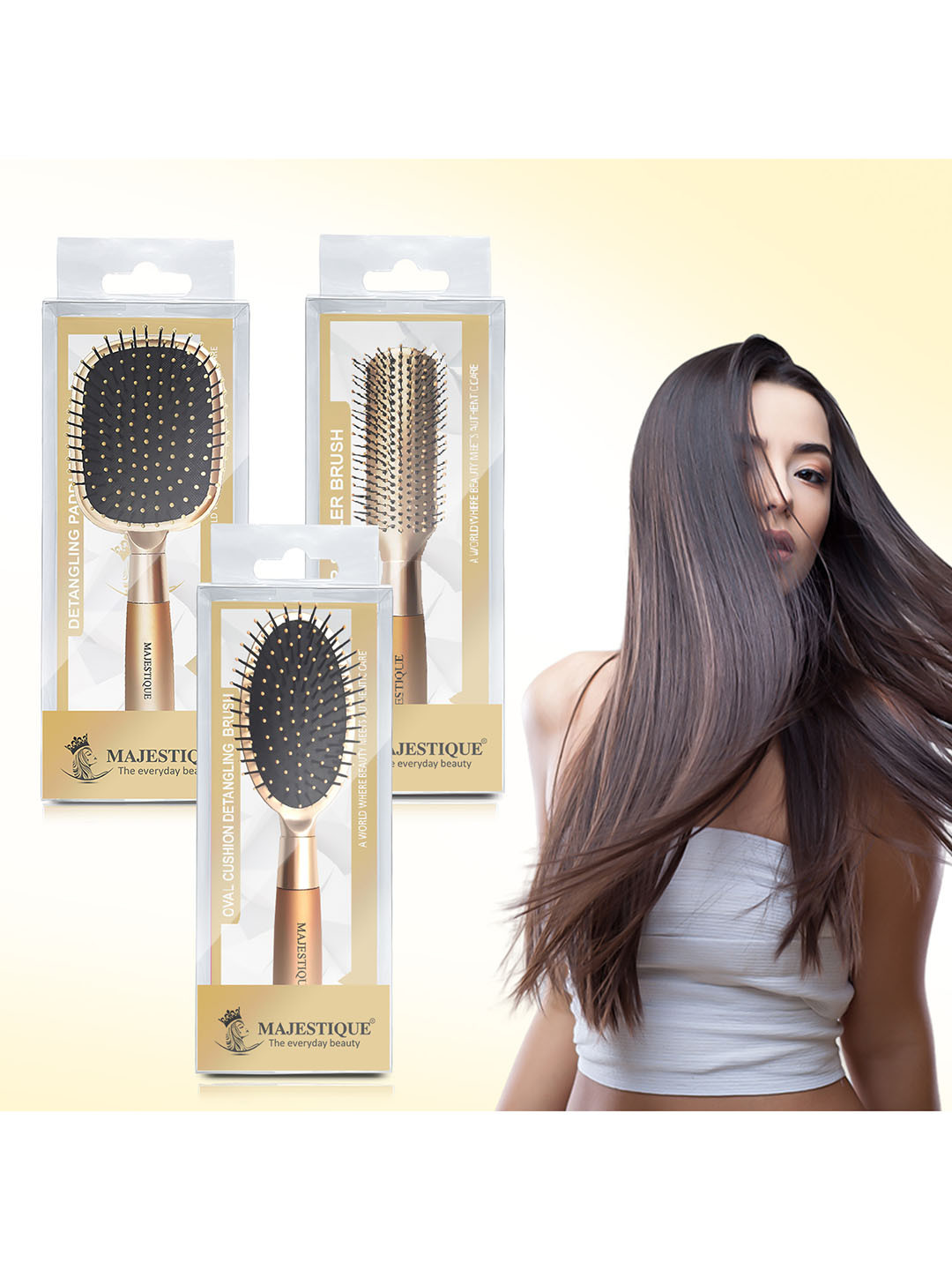 MAJESTIQUE Set Of 3 Ultra-Soft Tipped Nylon Hair Dryer Brush