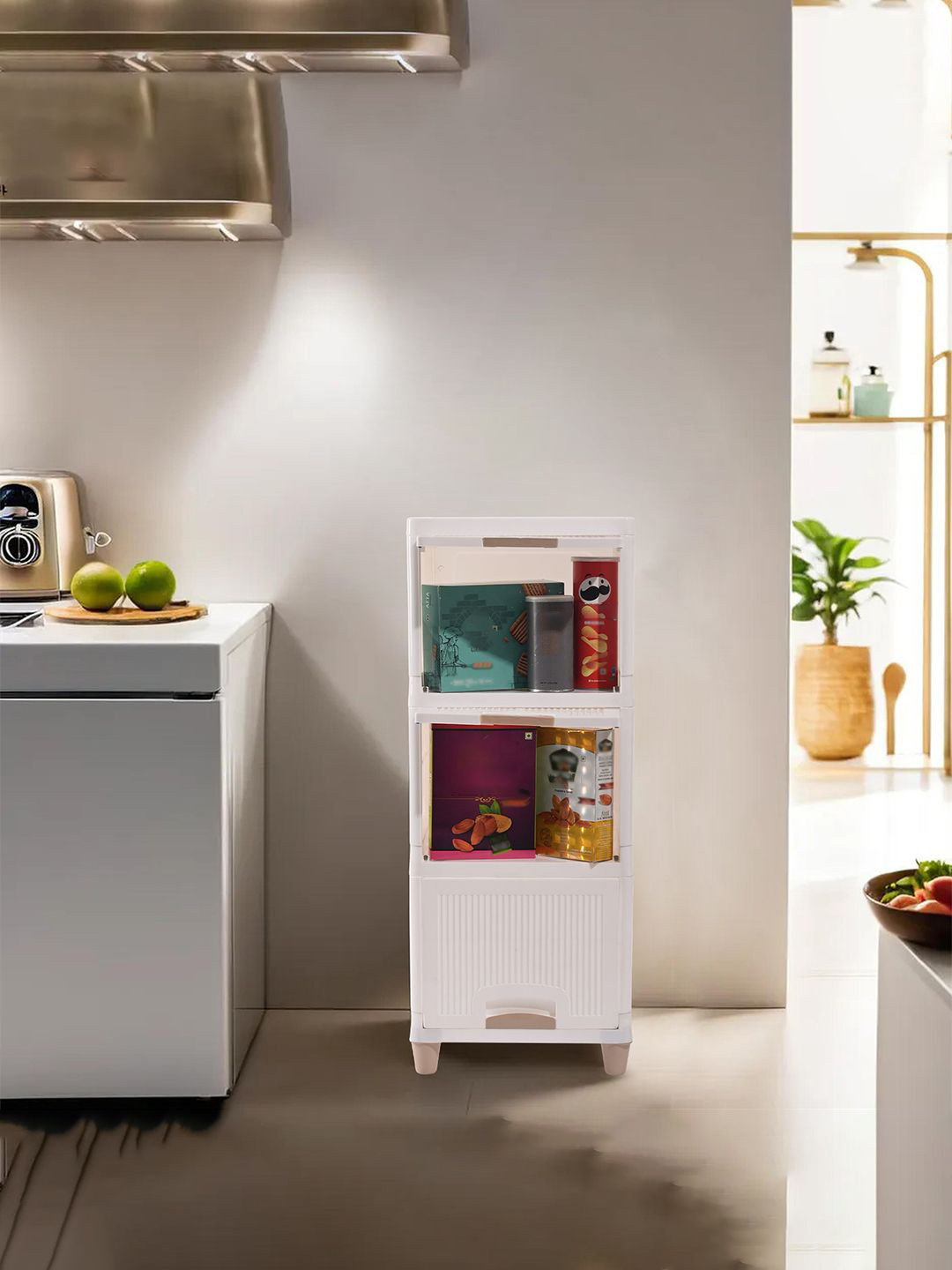 Kuber Industries 3 Pcs Multi-Utility Organisers adjustable Cabinet Storage box for kitchen