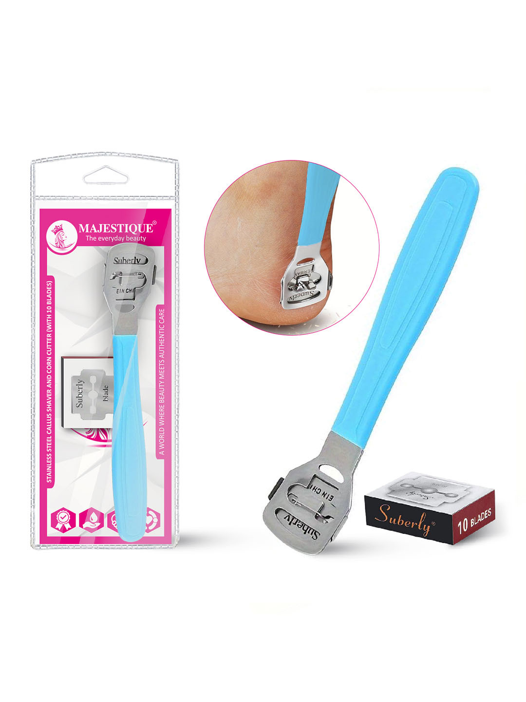 MAJESTIQUE Corn Cutter for Foot, Hard Skin Remover, Callus Remover For Feet, 10 Blades