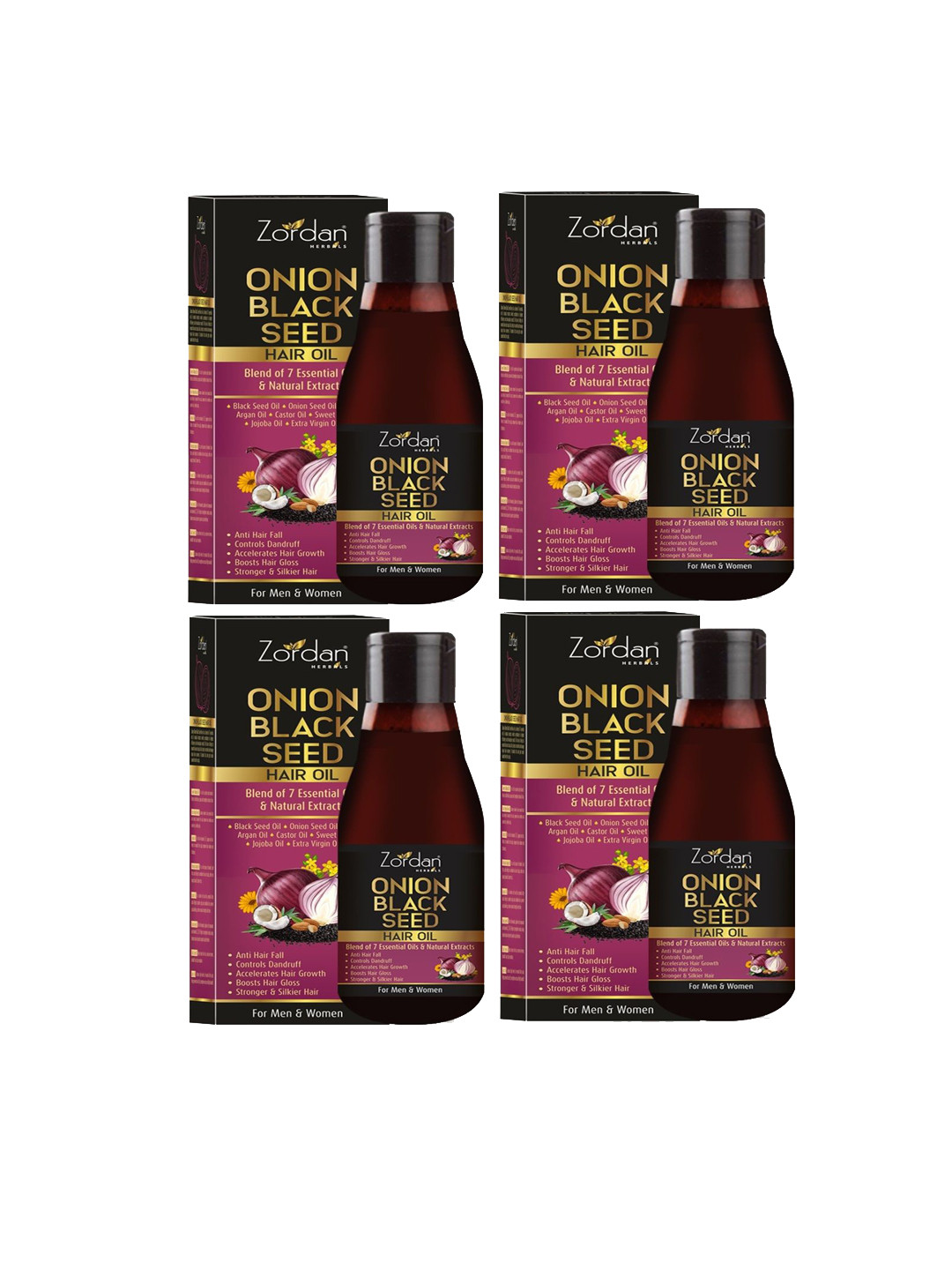 ZORDAN Set Of 4 Onion Black Seed Hair Oil- 100ml Each