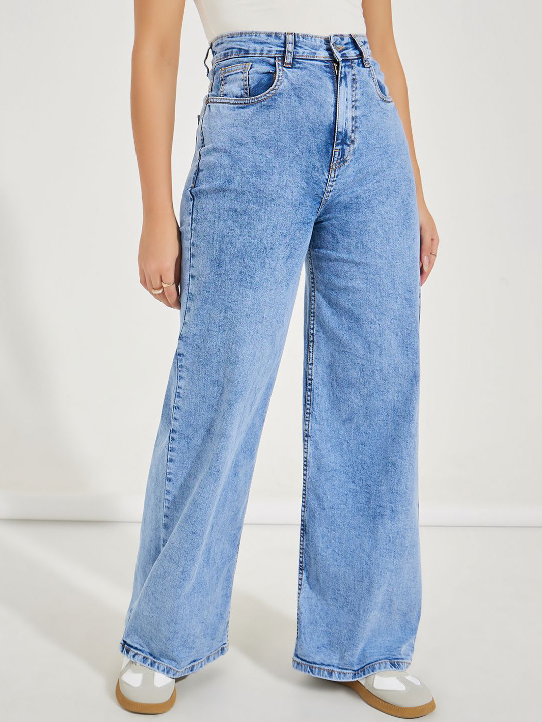 Women Light Weight Wide Leg Denim Jeans