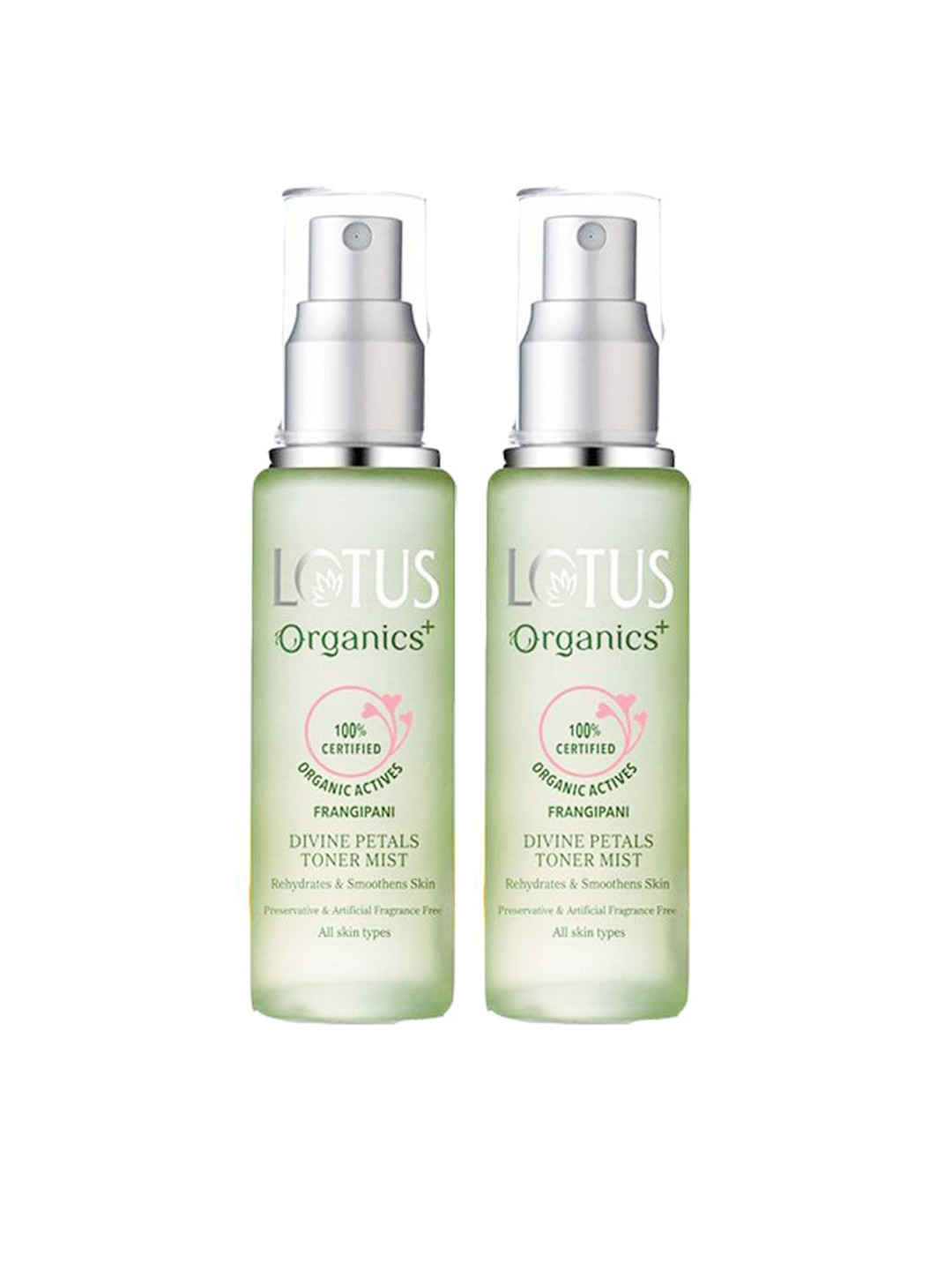 Lotus Organics+ Set Of 2 Frangipani Divine Petals Toner- Mist- 50 ml Each