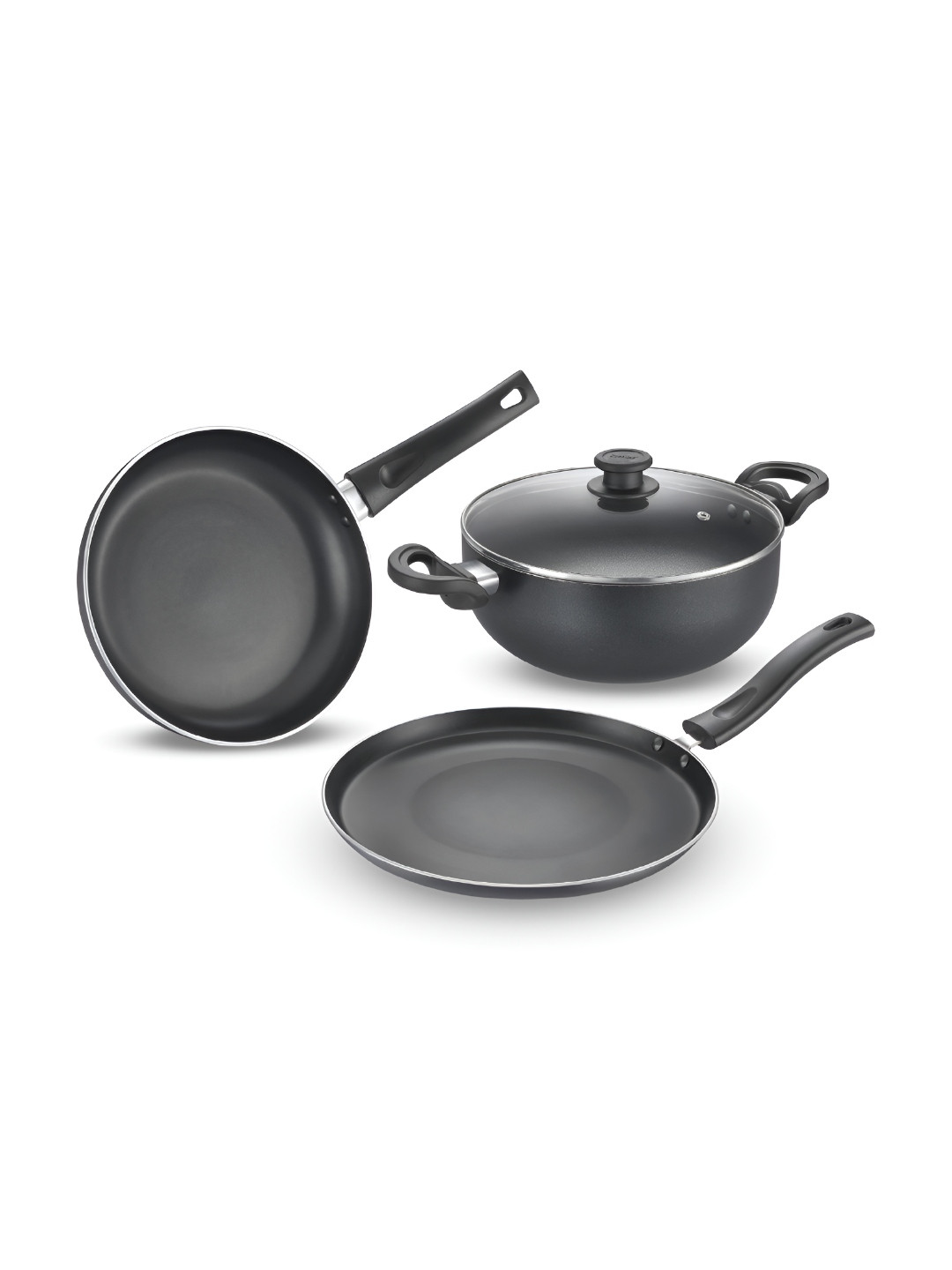 Prestige Black 3 Pieces Aluminium Induction Base Cookware Set