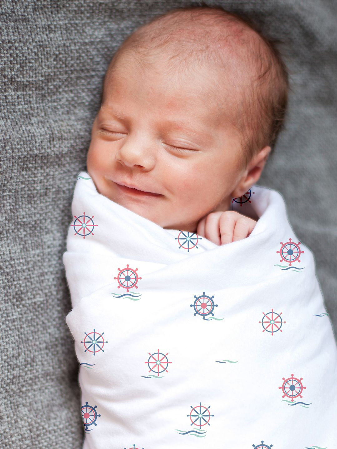 The White Cradle Set Of 3 Anchor Printed Organic Cotton Swaddles