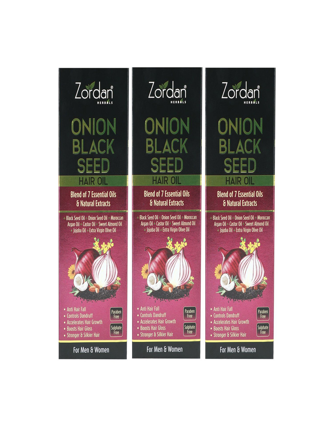 ZORDAN Set Of 3 Onion Black Seed Hair Oil- 100ml Each