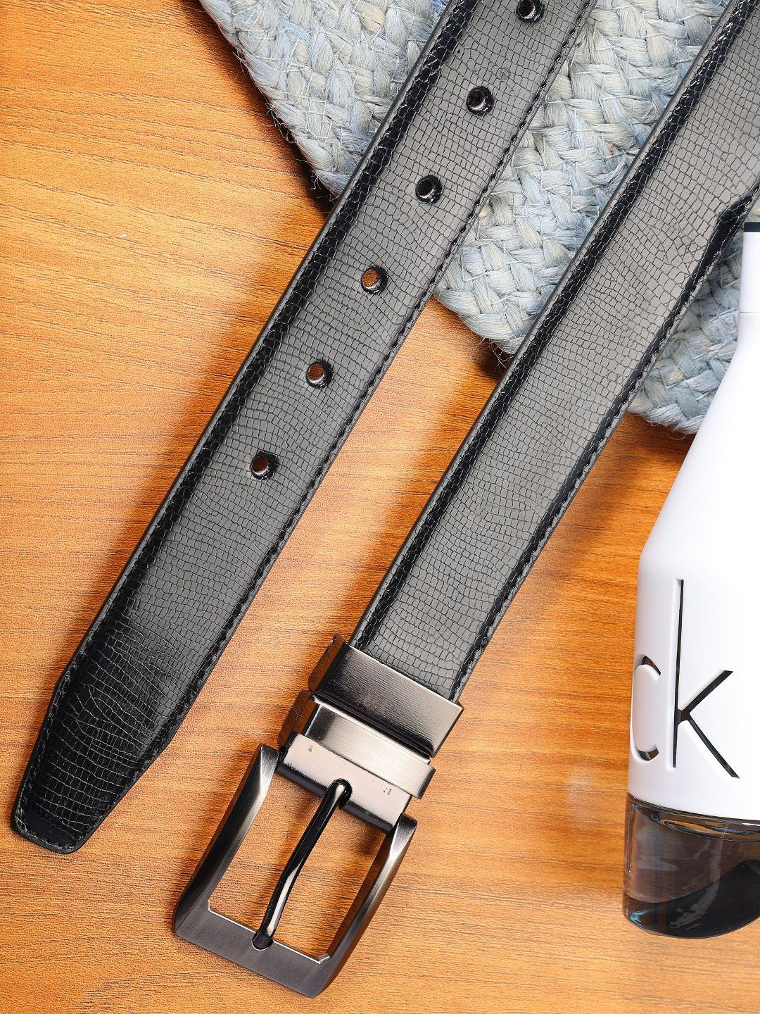 SAZARA Men Textured Leather Reversible Belt