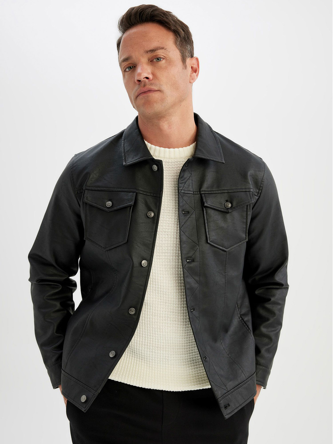 DeFacto Men Denim Jacket with Patchwork