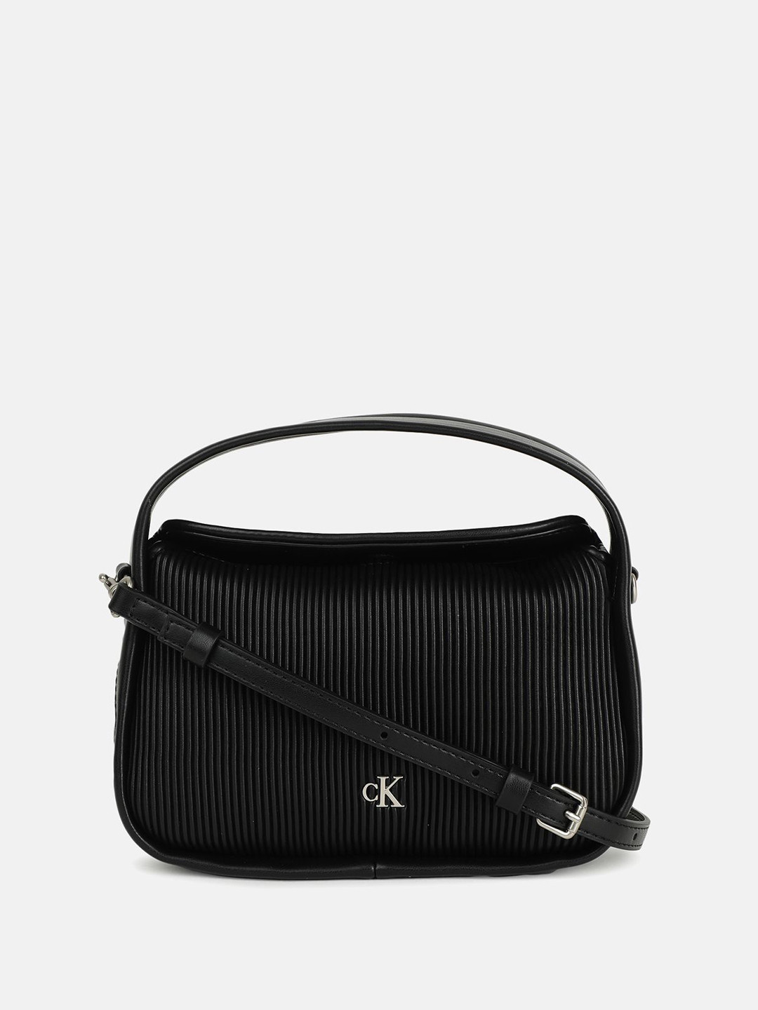 Calvin Klein Jeans PU Structured Sling Bag with Cut Work