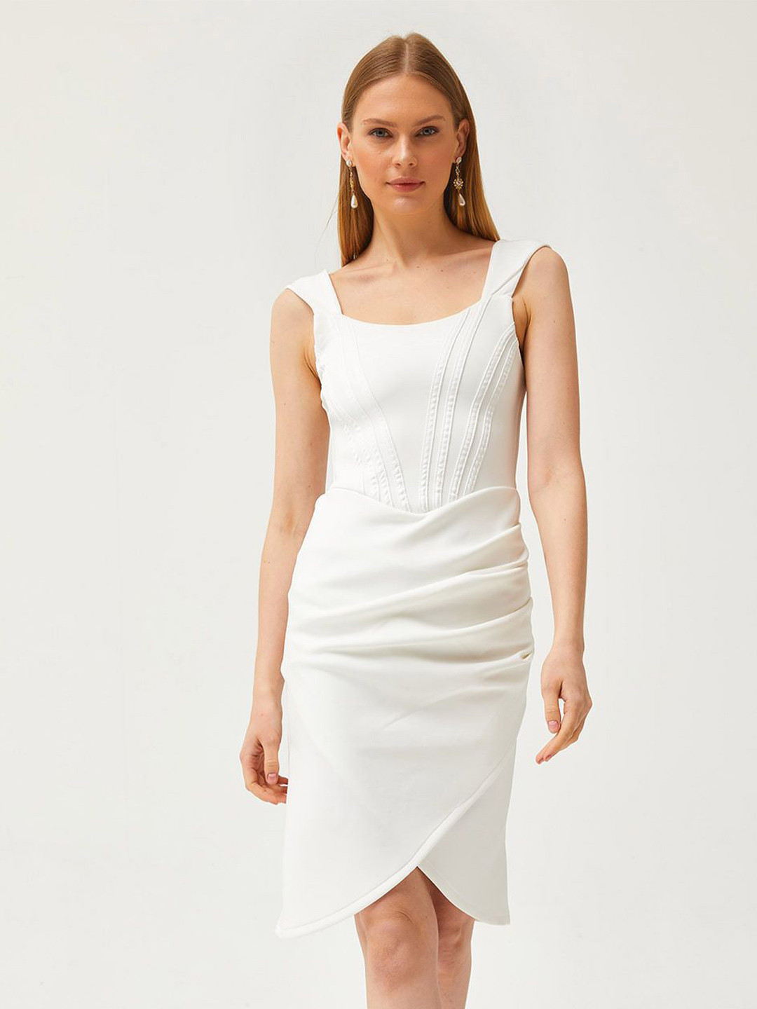 Olalook Self Design Solid Sheath Dress