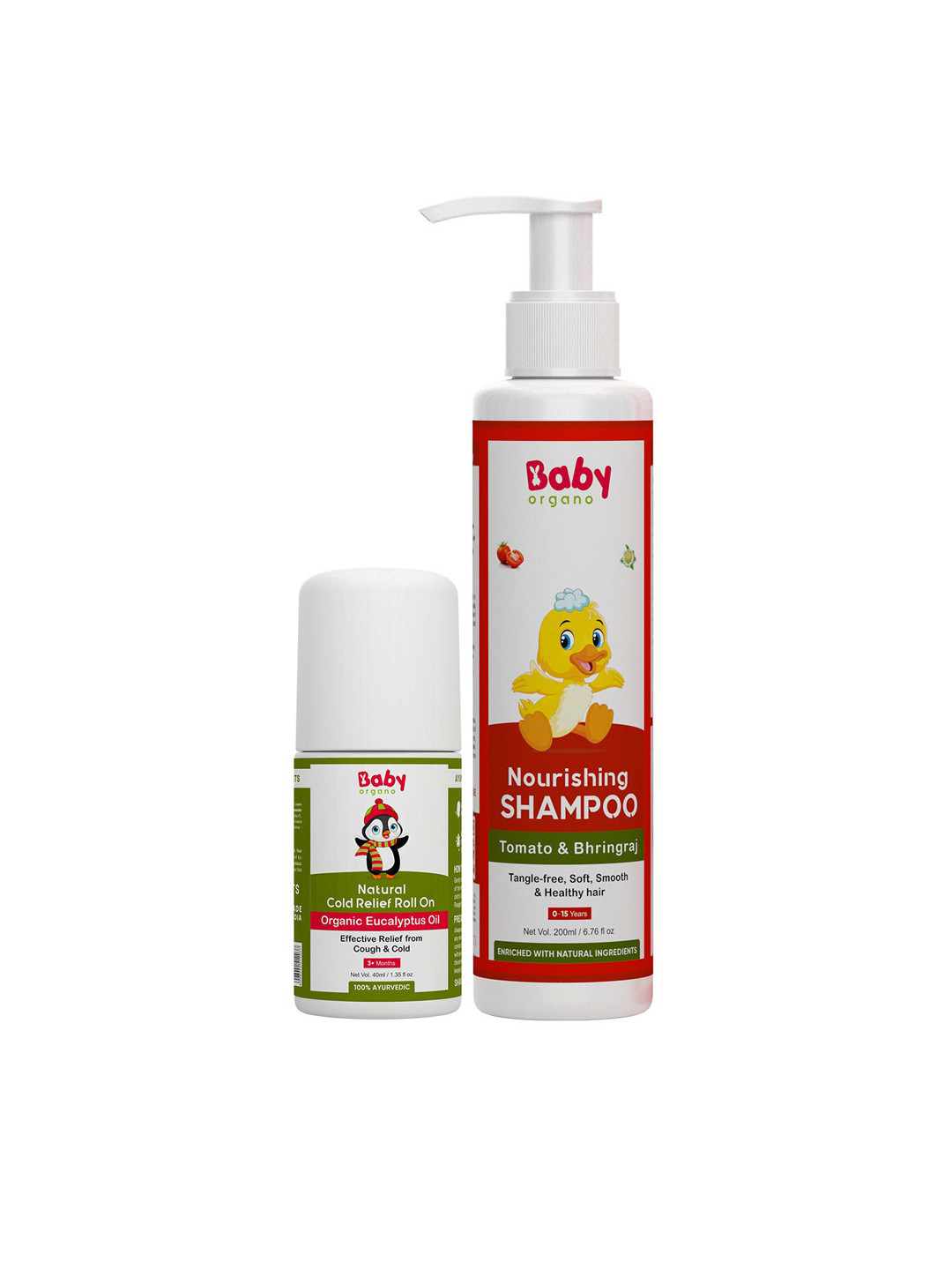 BABYORGANO Tomatino Baby Shampoo 200ml With Cold Relief Roll On 40ml