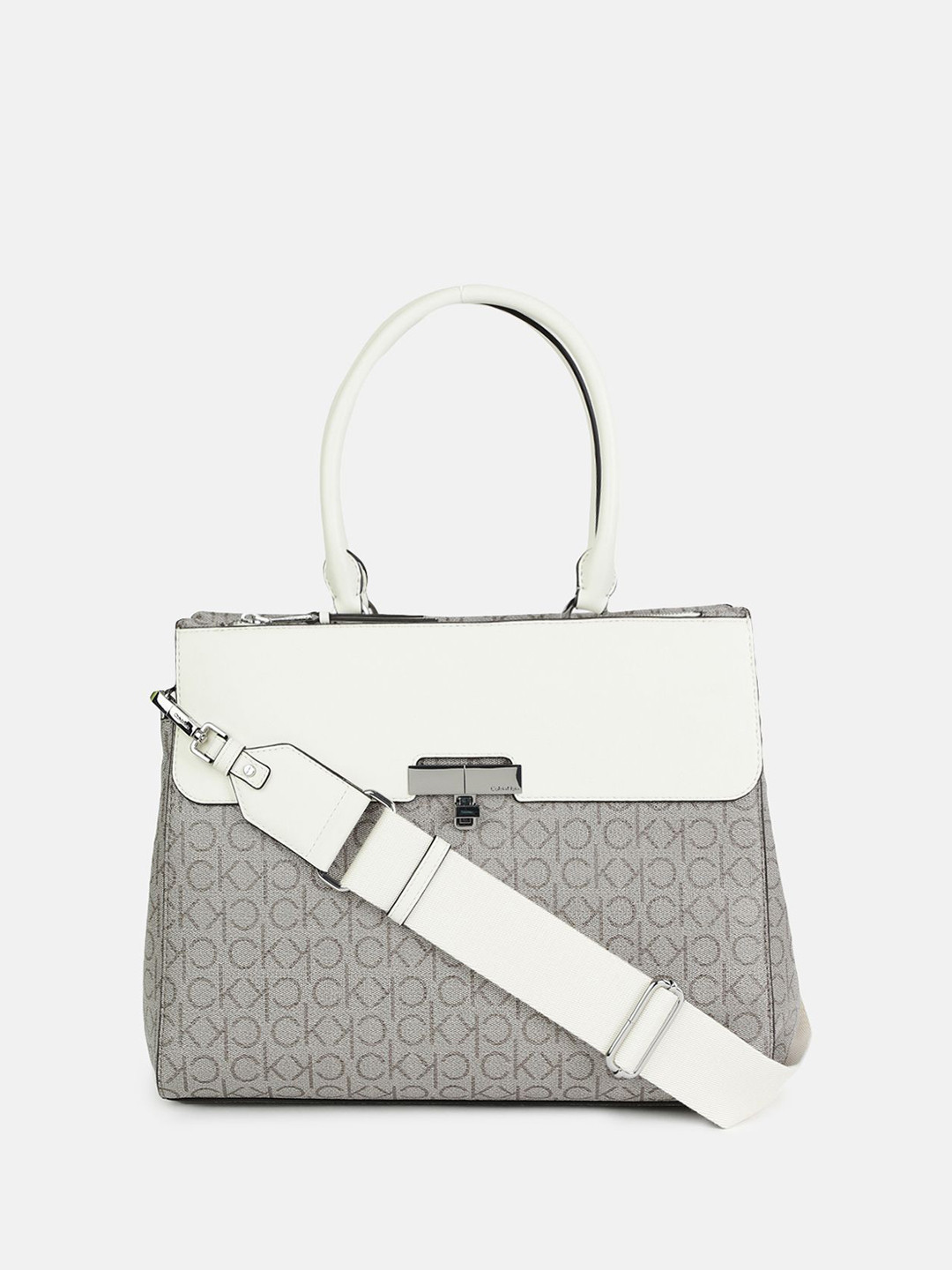Calvin Klein Jeans PU Oversized Structured Tote Bag with Cut Work