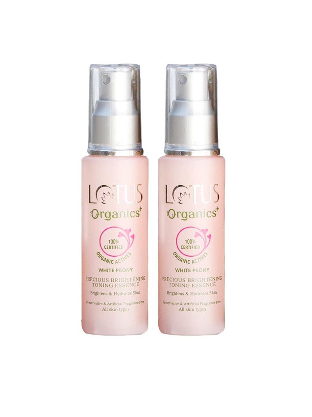 Lotus Organics+ Set Of 2 Precious Brightening Toning Essence With White Peony- 50 ml Each