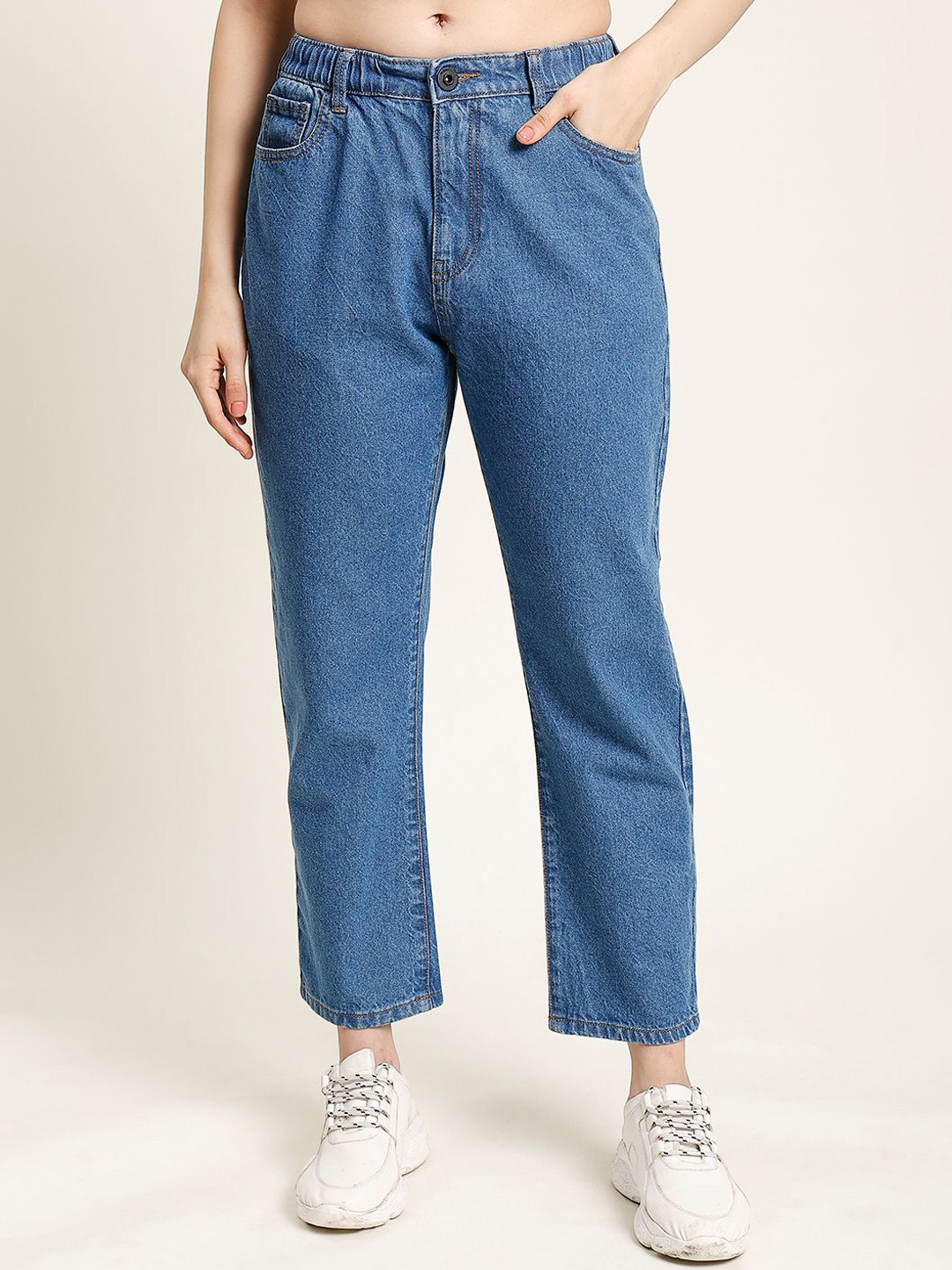 The Roadster Lifestyle Co Women High Rise Slouchy Fit Pure Cotton  Jeans