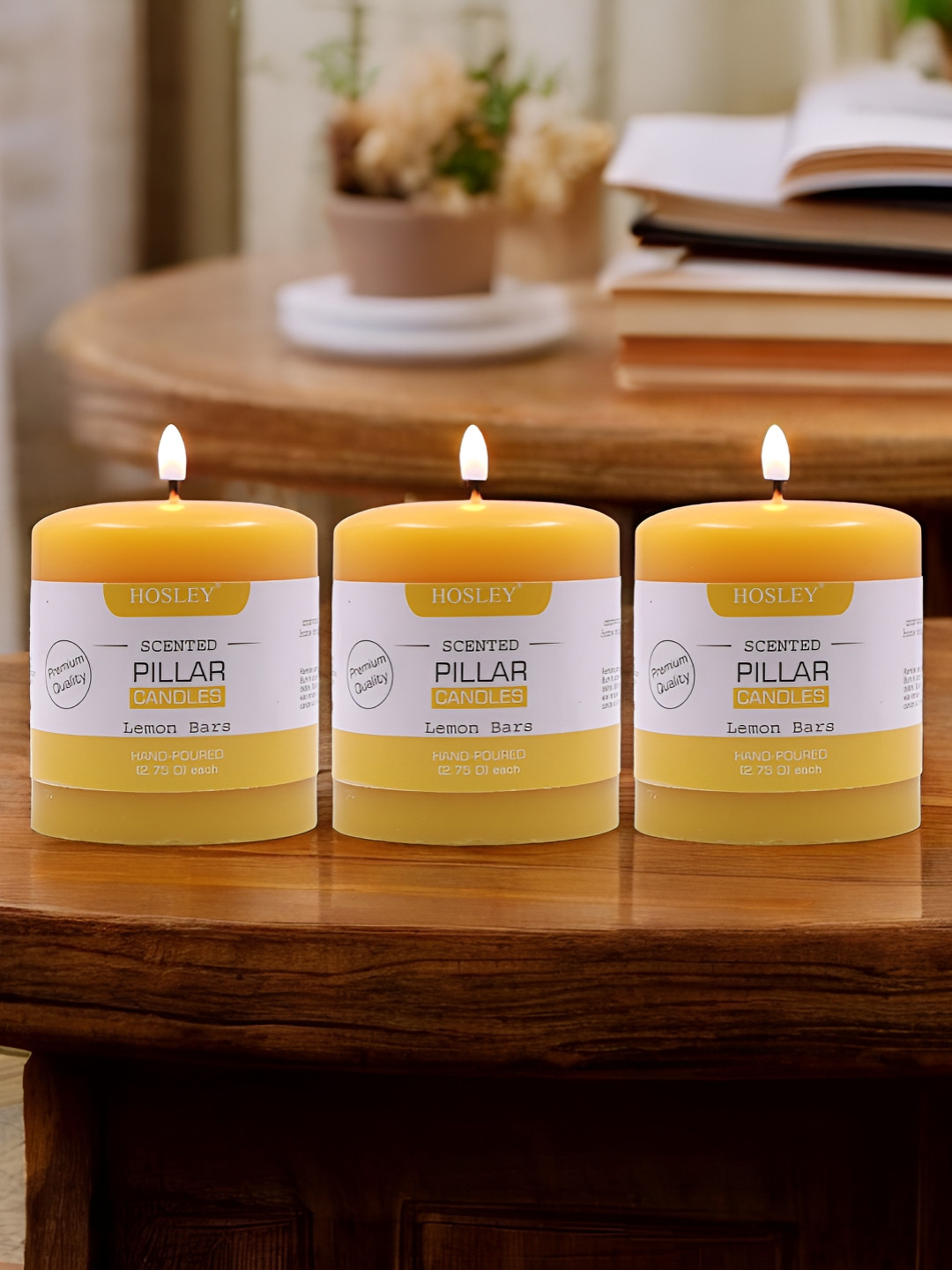 HOSLEY Pillar 3Pcs Scented 1 Wick Lemon Bars Solid Geometric Regular Candles
