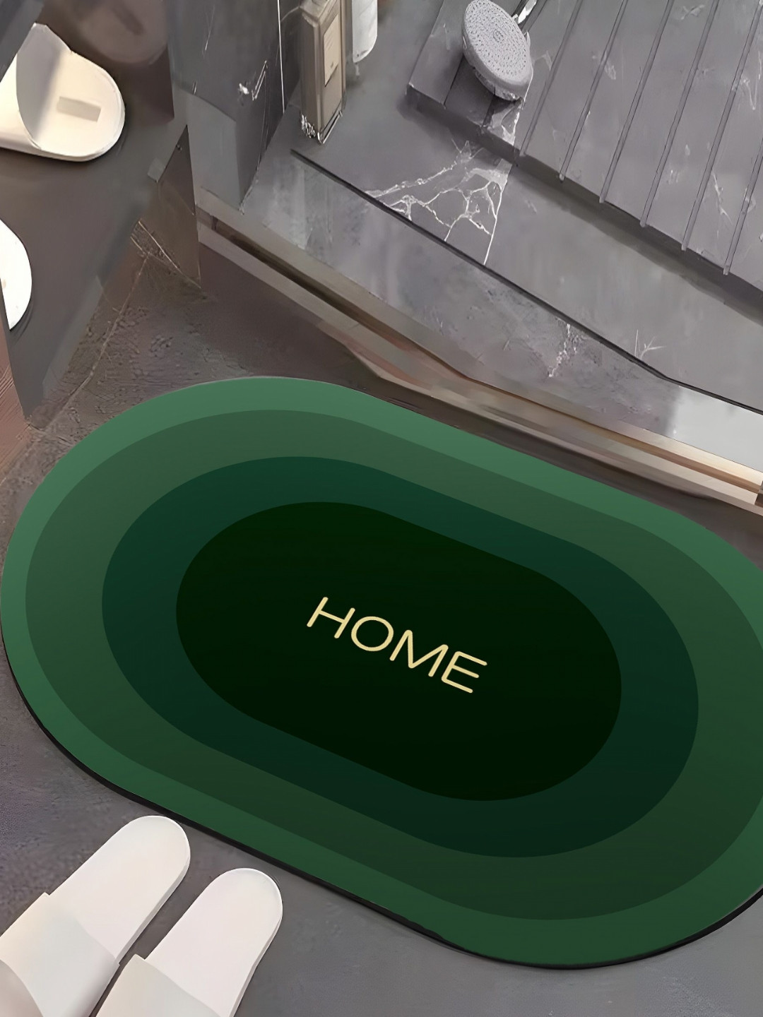 UMAI Green & Yellow 2 Pieces Anti-Skid 210 GSM Bath Rug