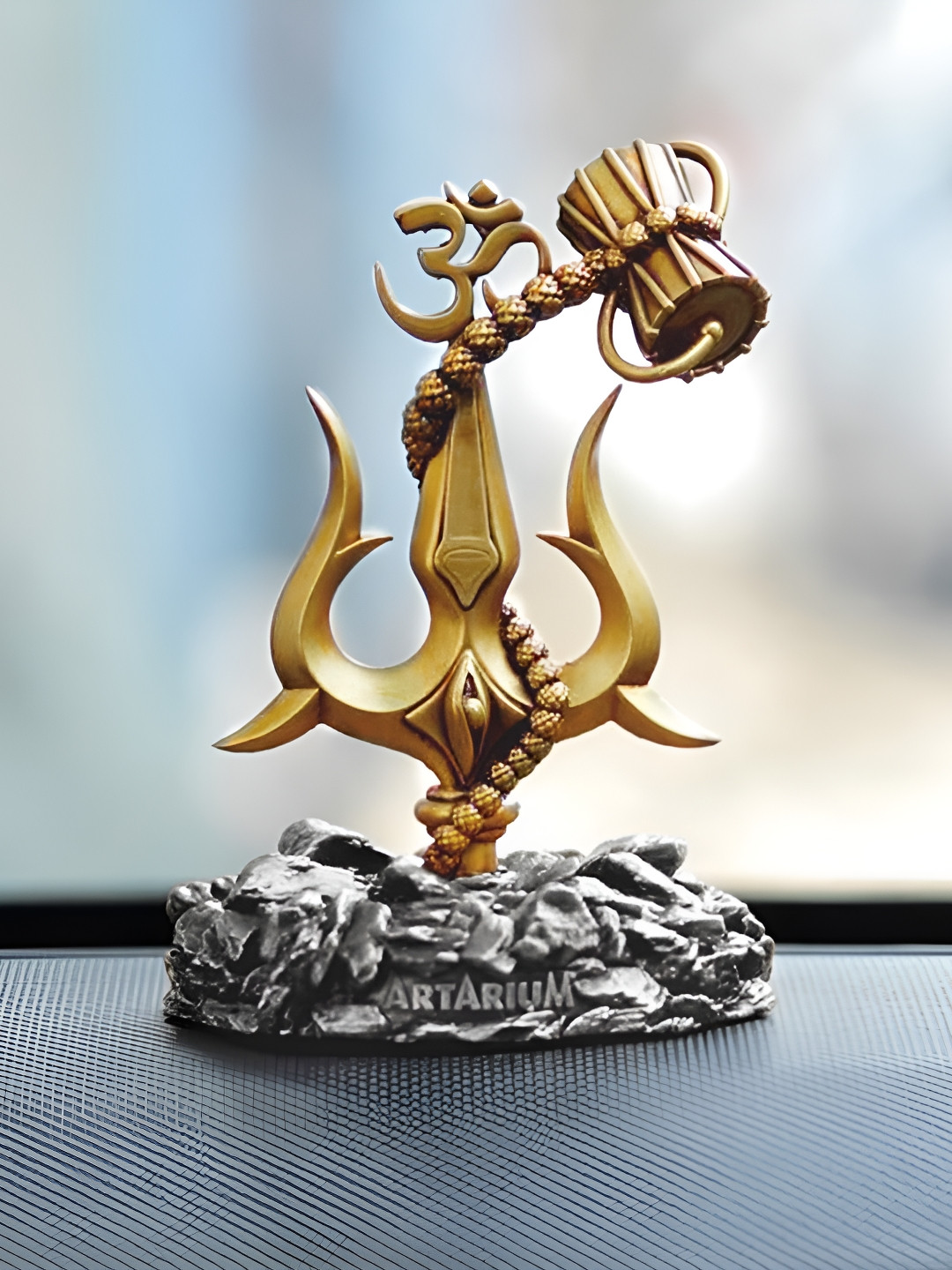 Artarium LLP Gold Resin Metallic Prayer Room Medium Showpiece - 3.9 Inches