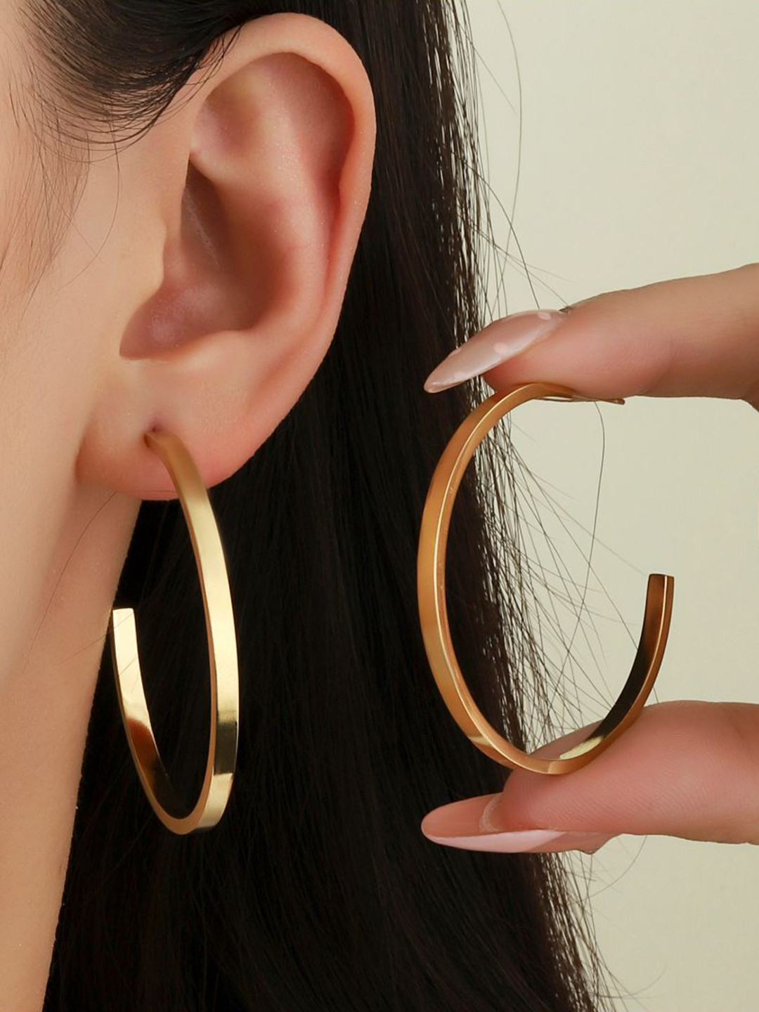 SALTY Jubilant Stainless Steel Circular Half Hoop Earrings