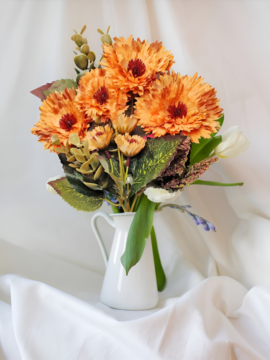 ARTSY Beige & Green Gerbera Artificial Flower
