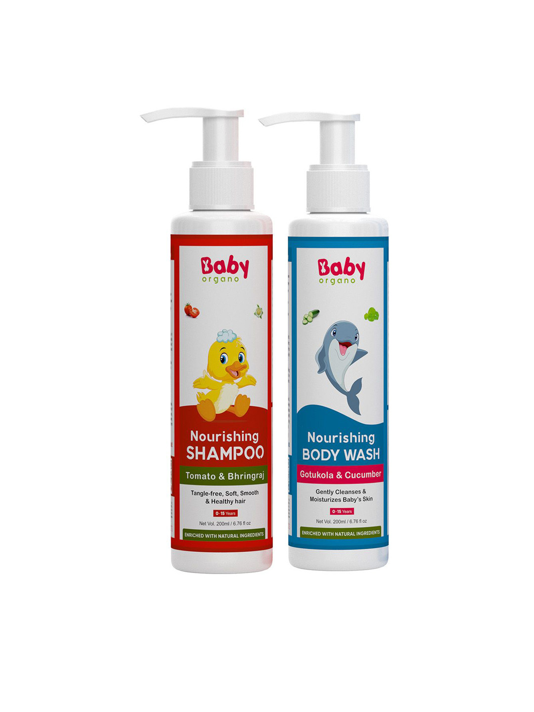 BABYORGANO Set of Tomatino Baby Shampoo & Baby Wash- 200 ml Each