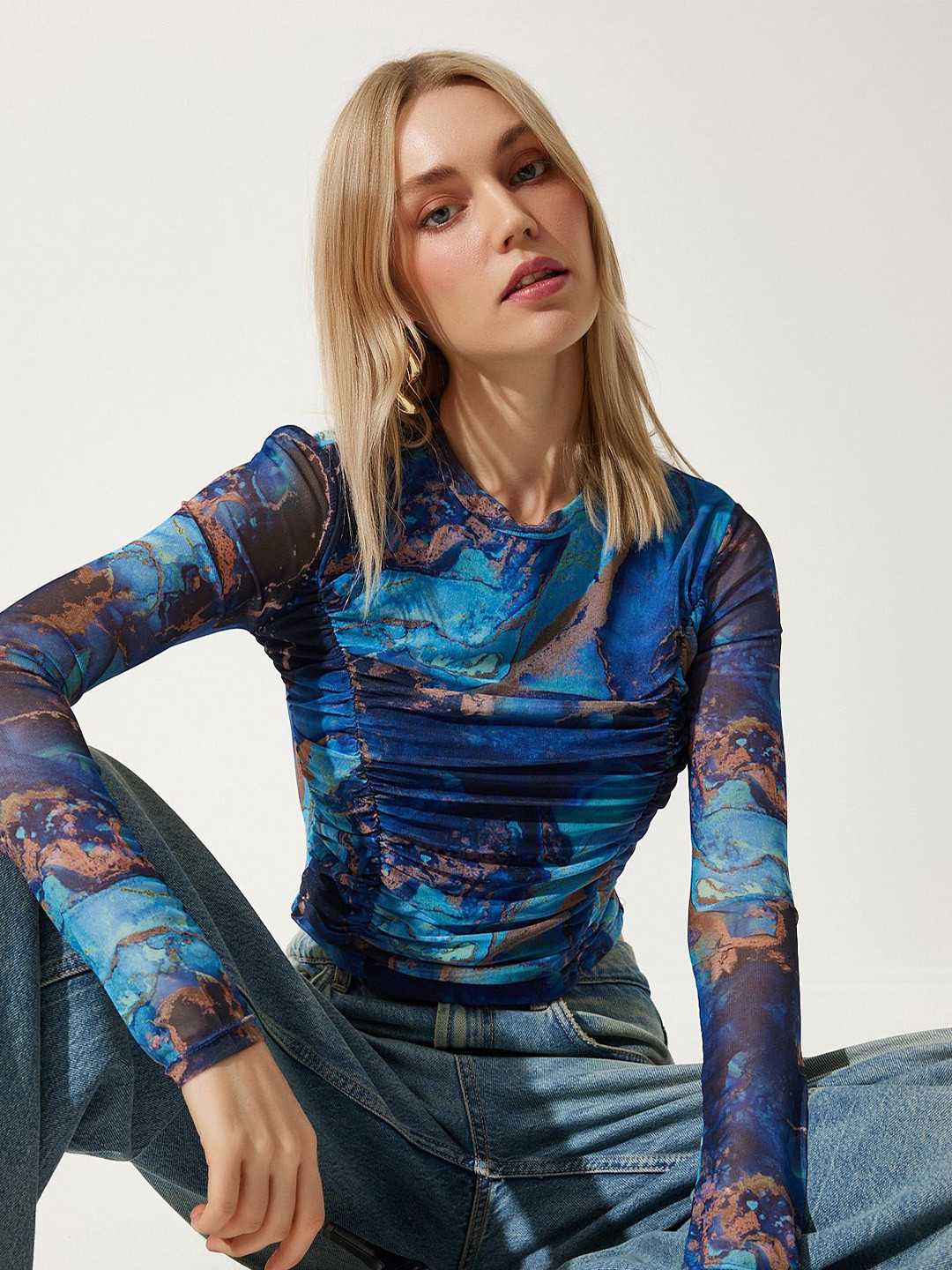 Happiness istanbul Print Cowl Neck Top