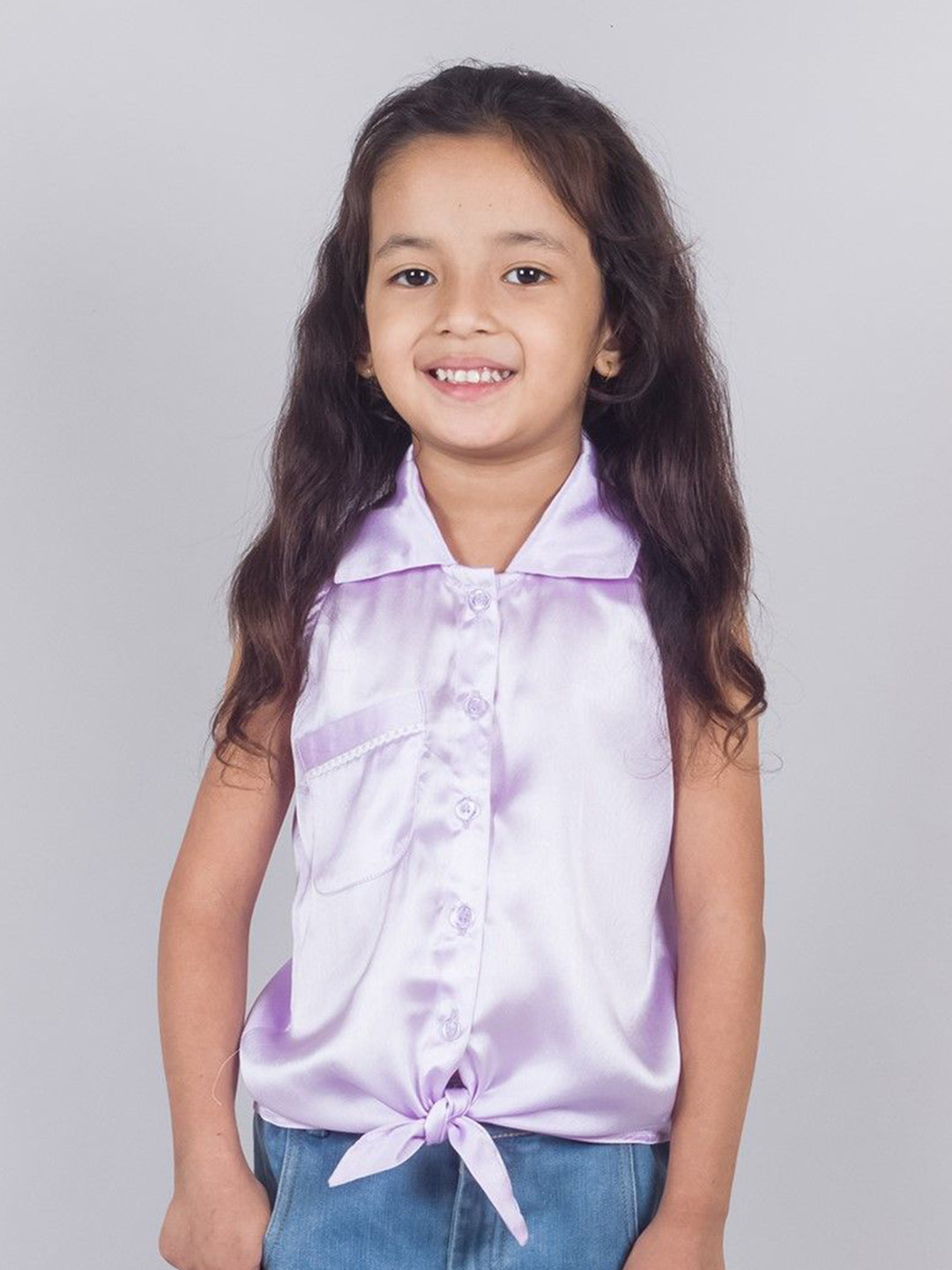 Tangerine Closet Satin Shirt Style Top