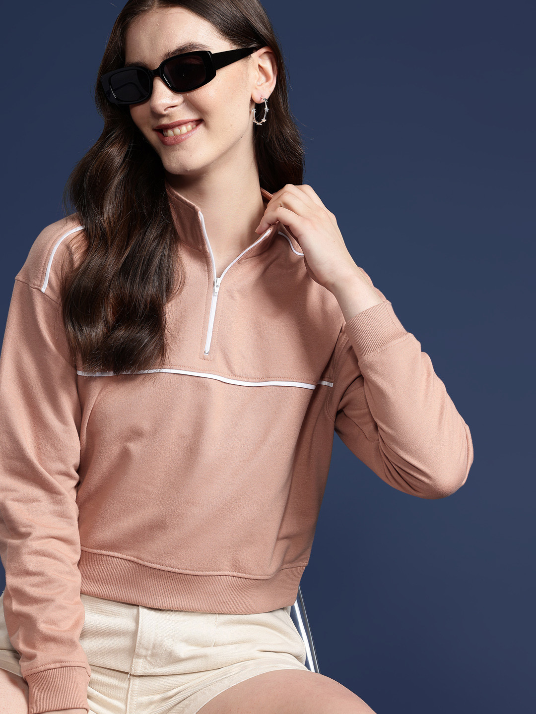 Mast & Harbour Women Solid Sweatshirt