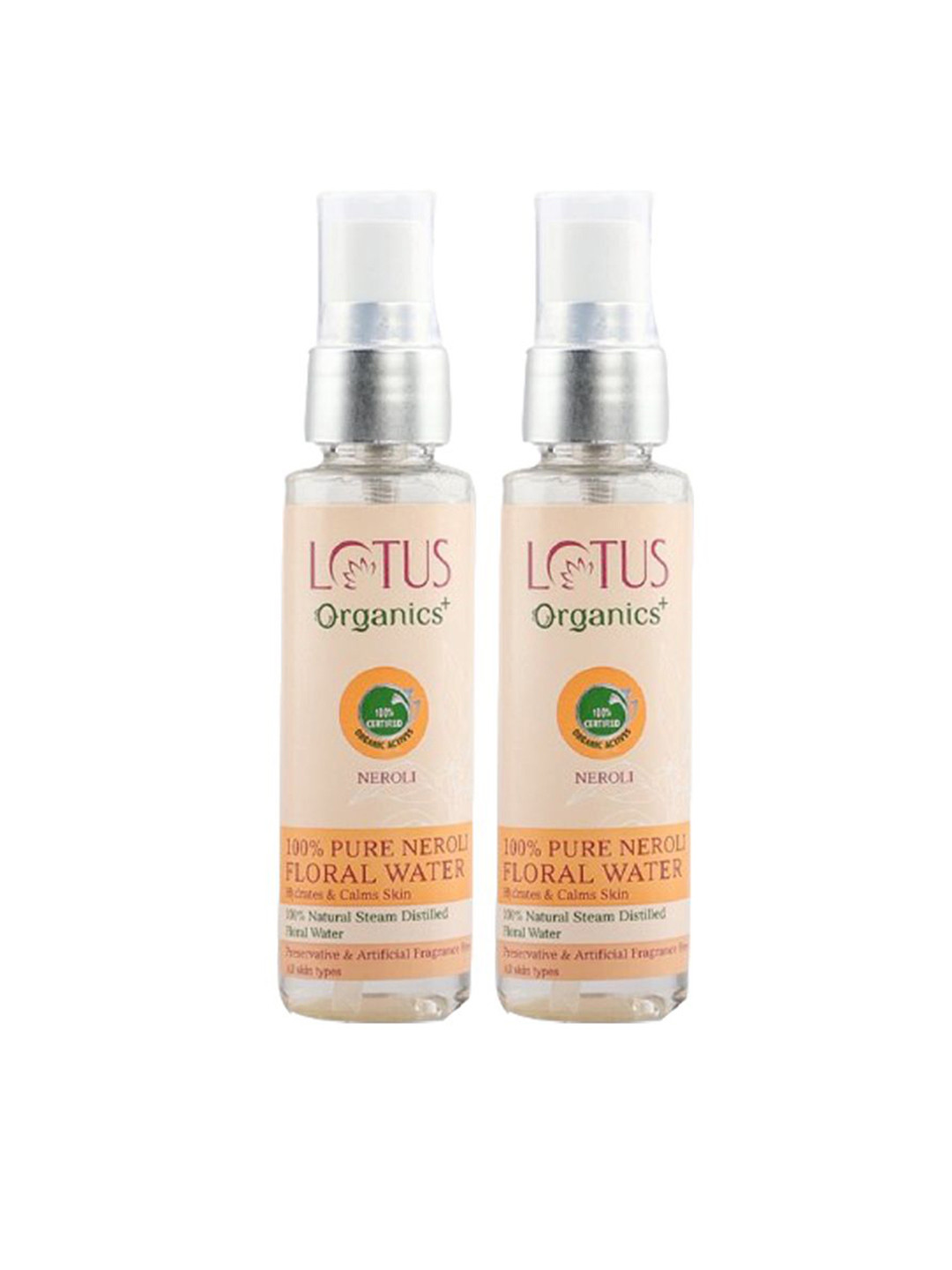 Lotus Organics+ Set Of 2 100% Pure Neroli Floral Water - 50ml Each