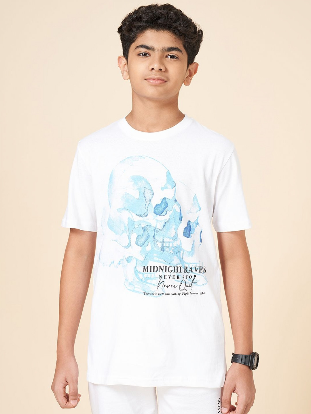 Coolsters by Pantaloons Boys Typography Printed Extended Sleeves Tropical Raw Edge T-shirt