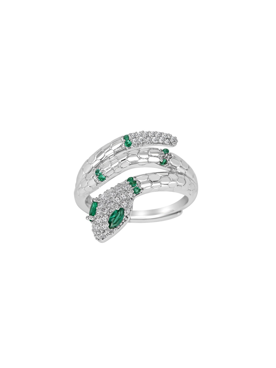 WRAPGAME INDIA Rhodium-Plated Cubic Zirconia Dhvans Ring