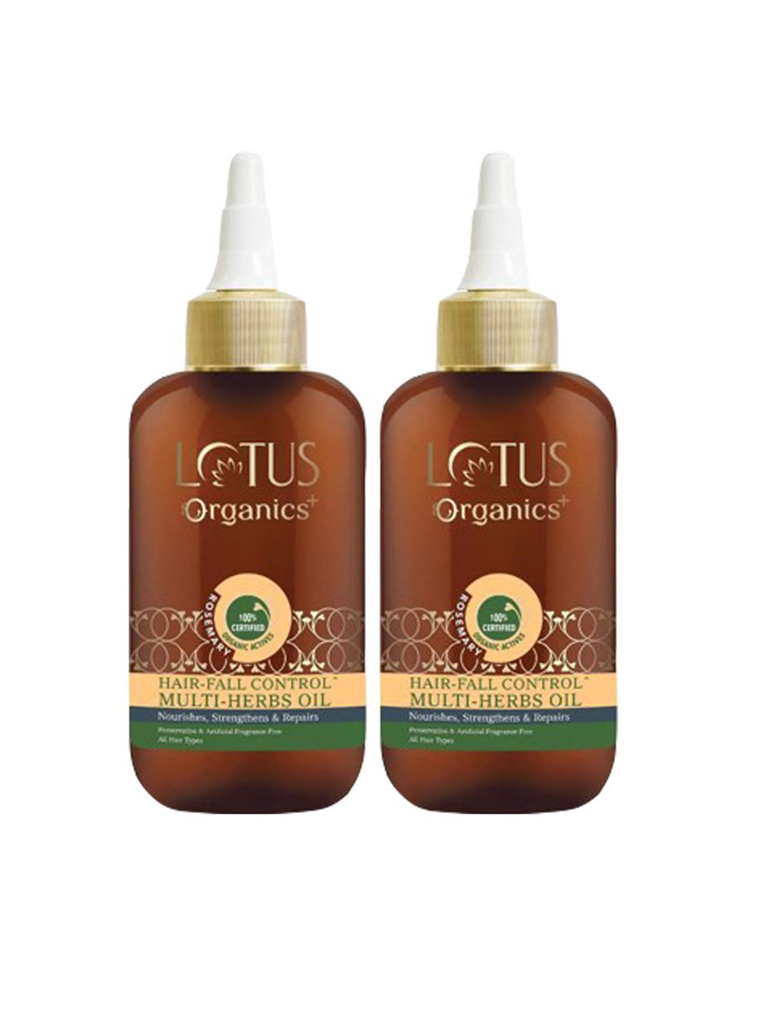 Lotus Organics+ Set Of 2 Hair Fall Control Multi Herbs Hair Oil With Rosemary- 200ml Each