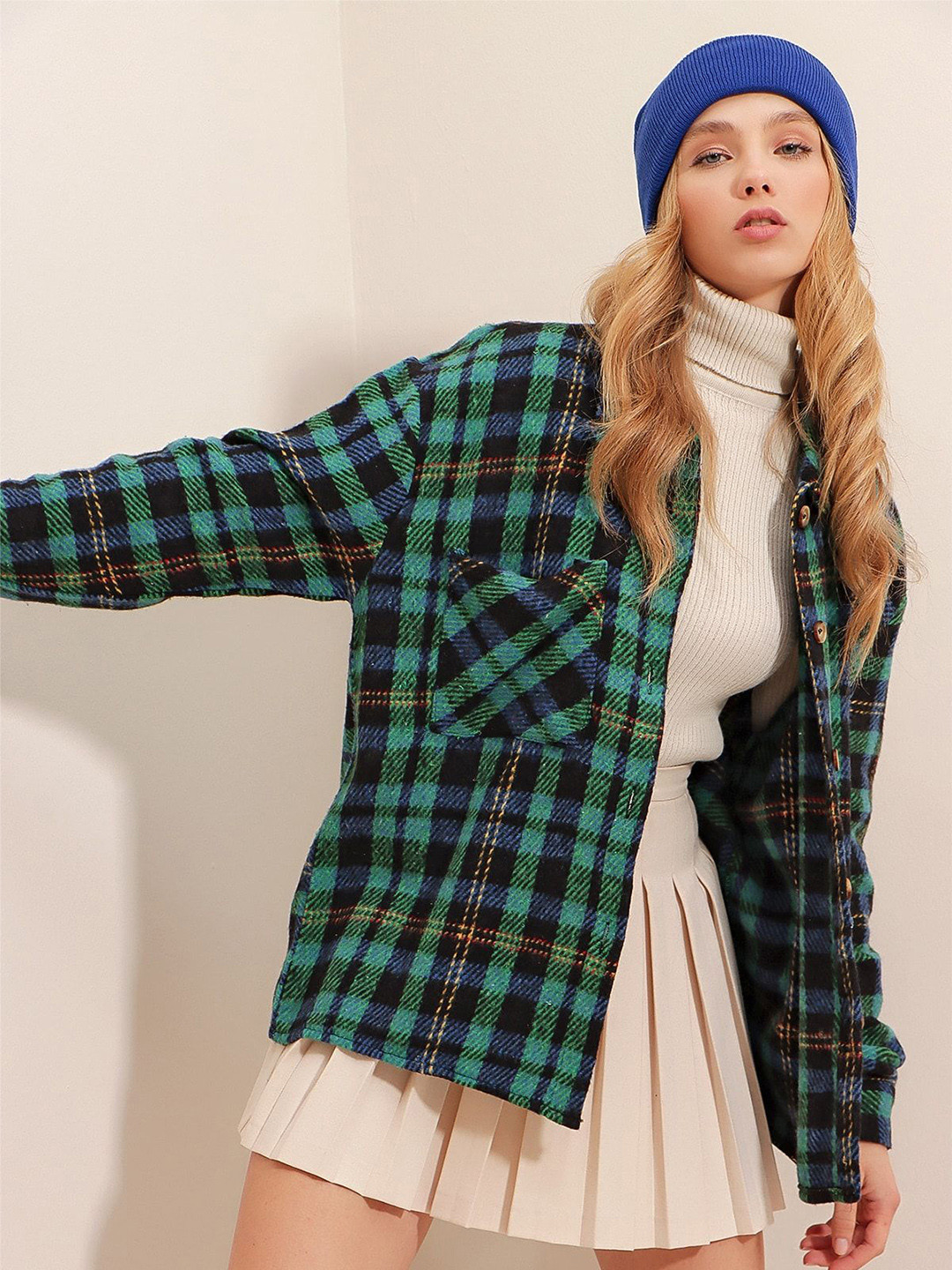 Trend Alacati stili Women Tartan Checks Opaque Checked Casual Shirt