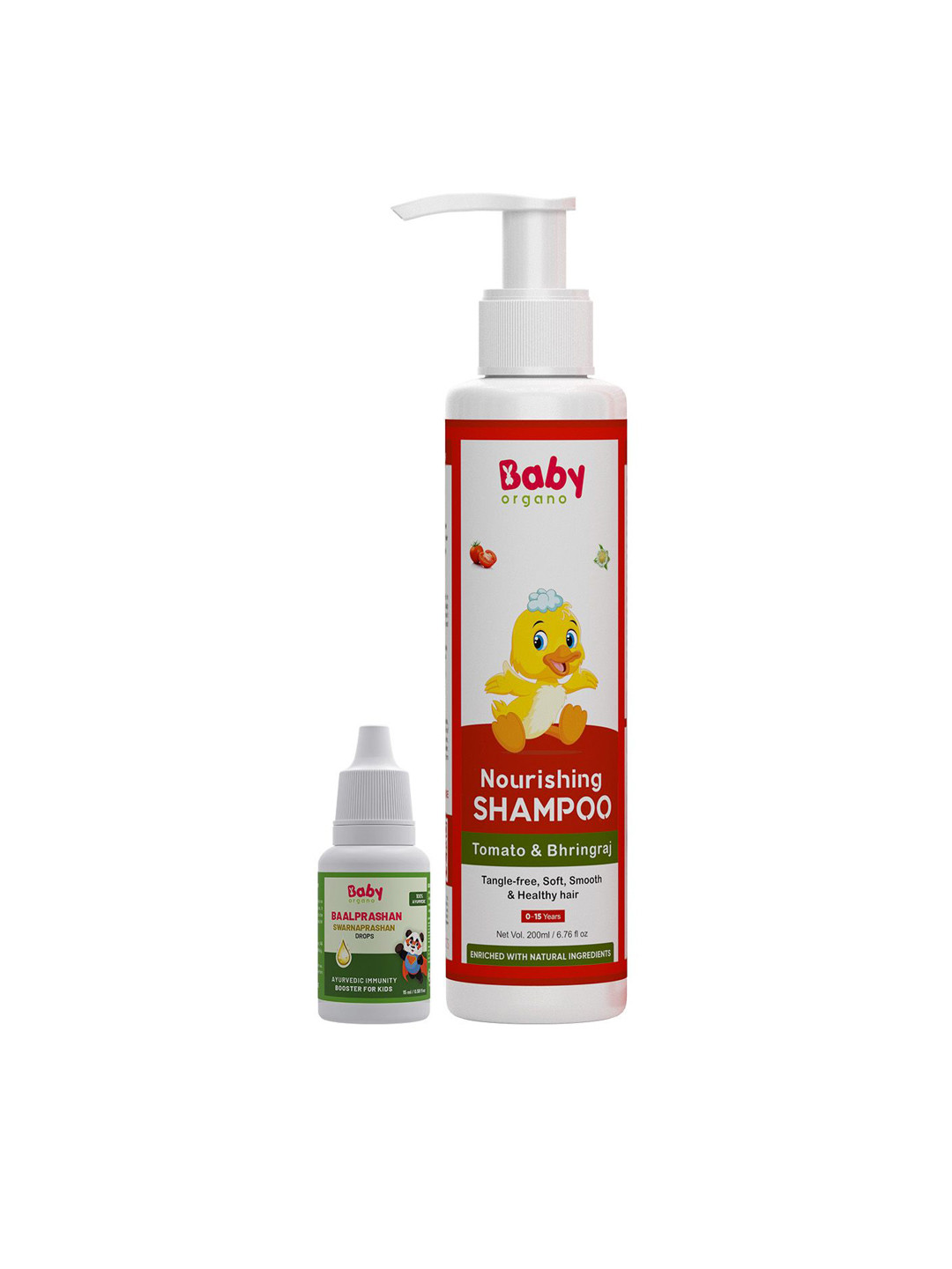 BABYORGANO Tomatino Baby Shampoo 200ml With Baalprashan Swarnaprashan Drops 15ml