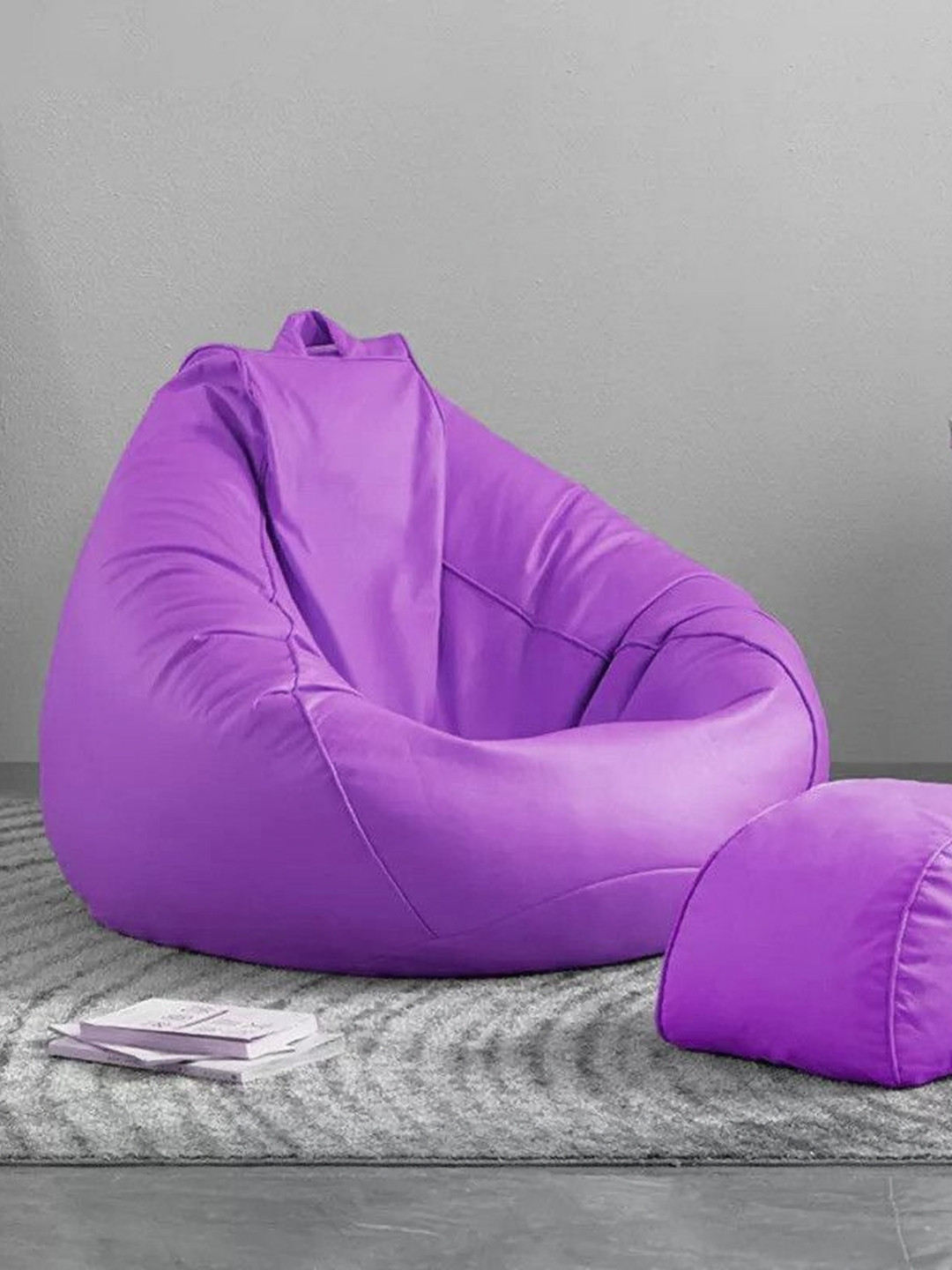 SHIRA 24 Purple 2 Pieces Bean Bag Cover & Footrest Cover