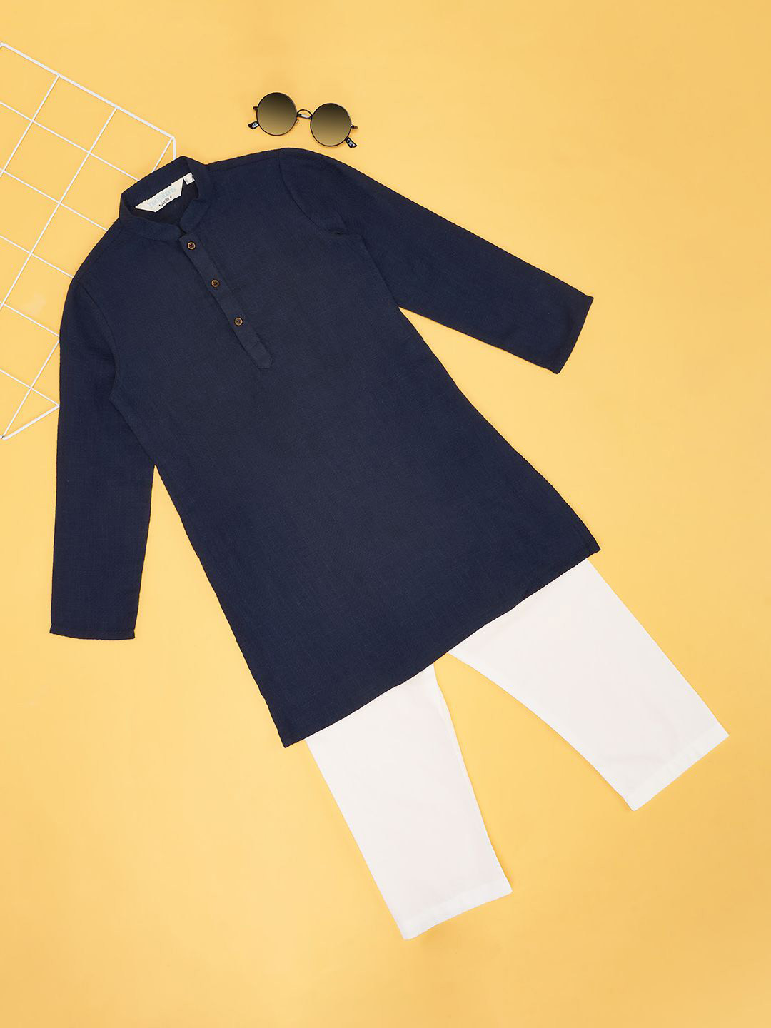 indus route by Pantaloons Boys Mandarin Colla Pure Cotton Kurta with Pyjamas