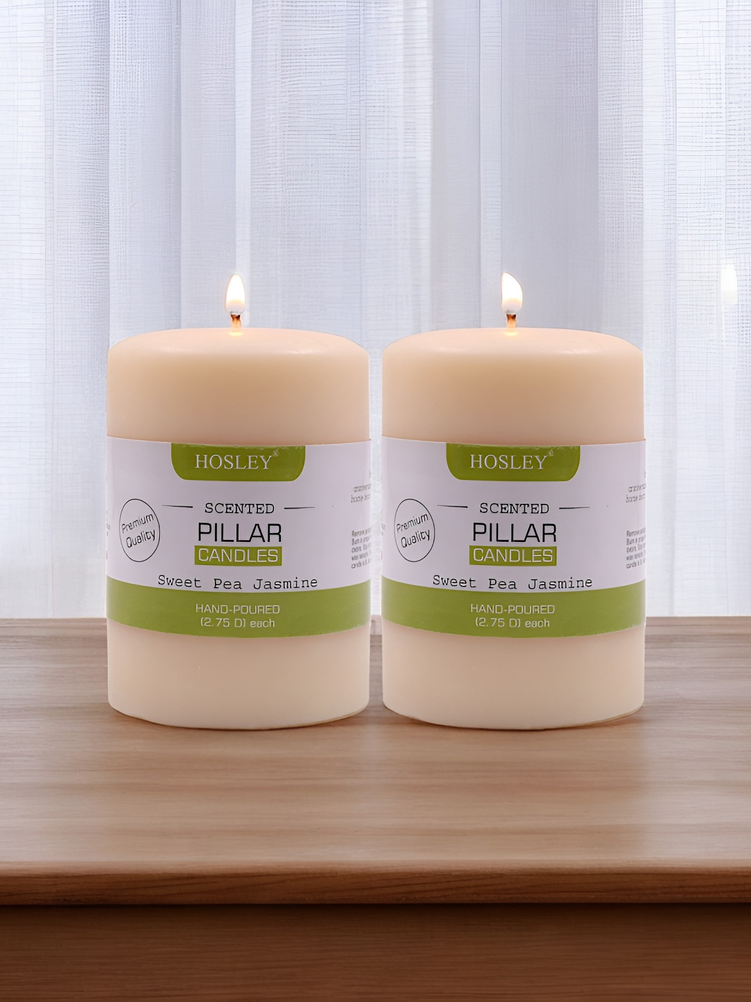 HOSLEY Sweet Pea 2Pcs 1 Wick Sweet Pea Jasmine Solid Geometric Regular Pillar Candles