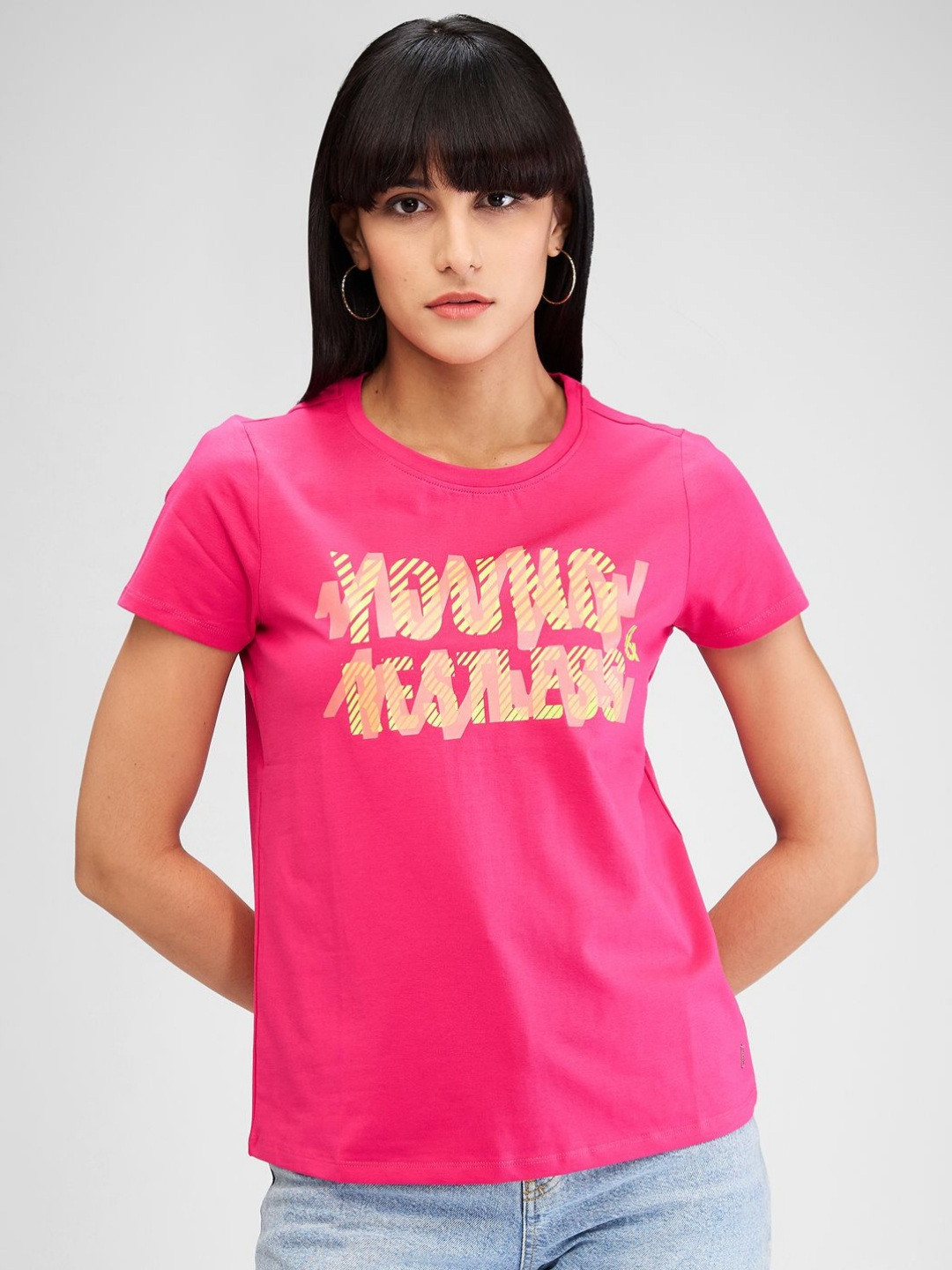 SPYKAR Typography Applique T-shirt