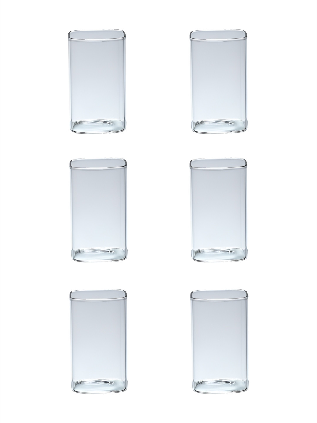 Aura Transparent 6 Pieces Small Square Shaped Water Juice Glasses Set