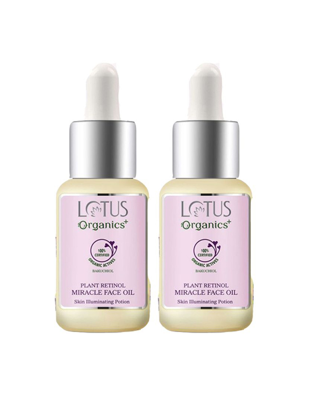 Lotus Organics+ Set Of 2 Bakuchiol Plant Retinol Miracle Facial Oil - 15 ml Each