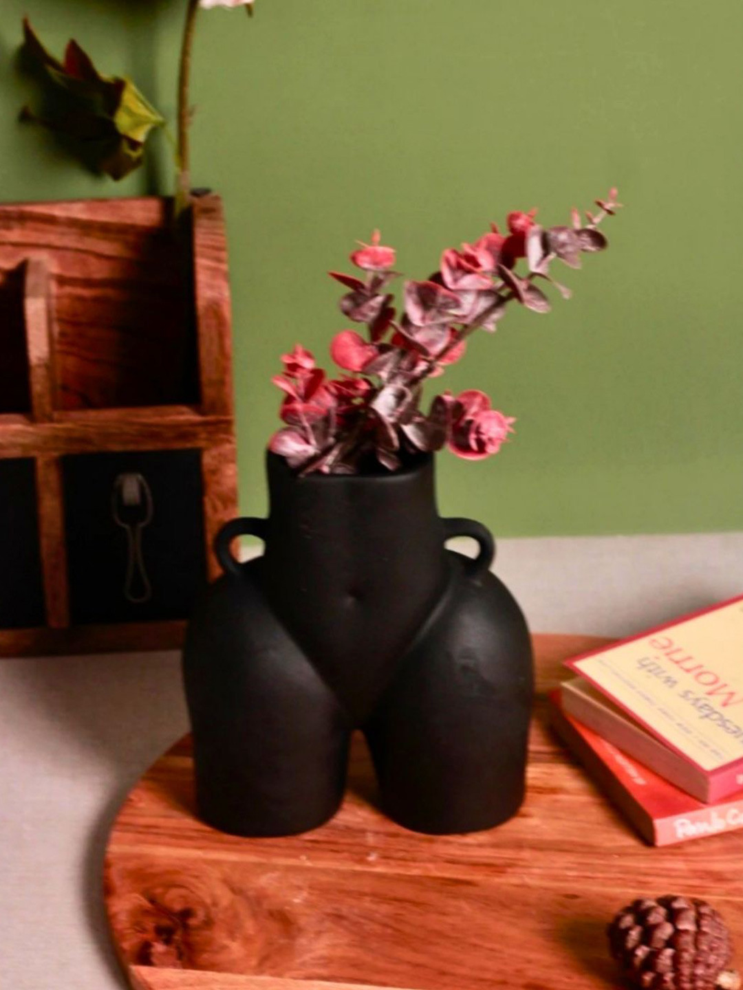 WEAVING HOMES Black Ceramic Body Vases
