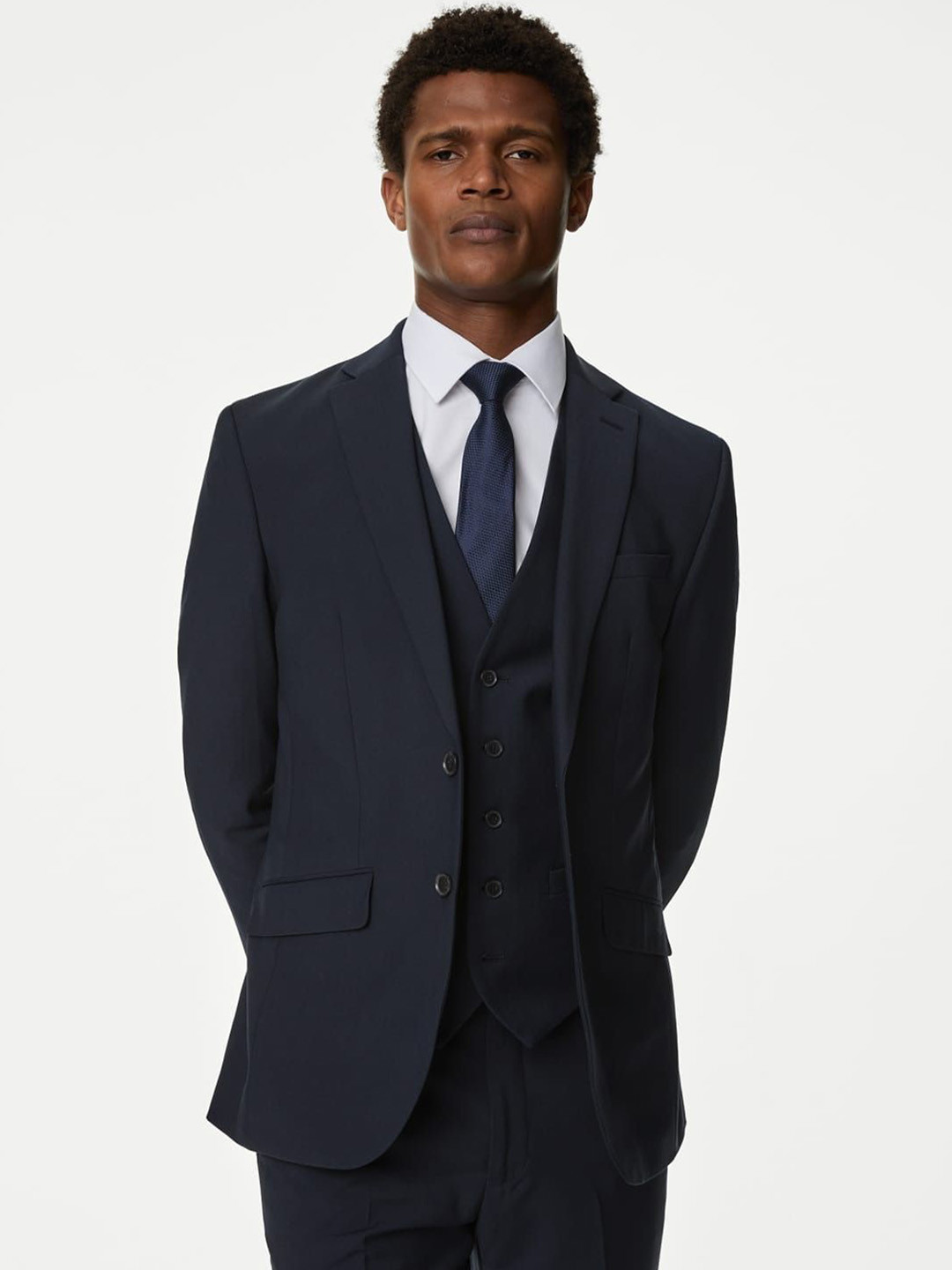 Marks & Spencer Tailored-Fit Notched Lapel Formal Single-Breasted Blazers