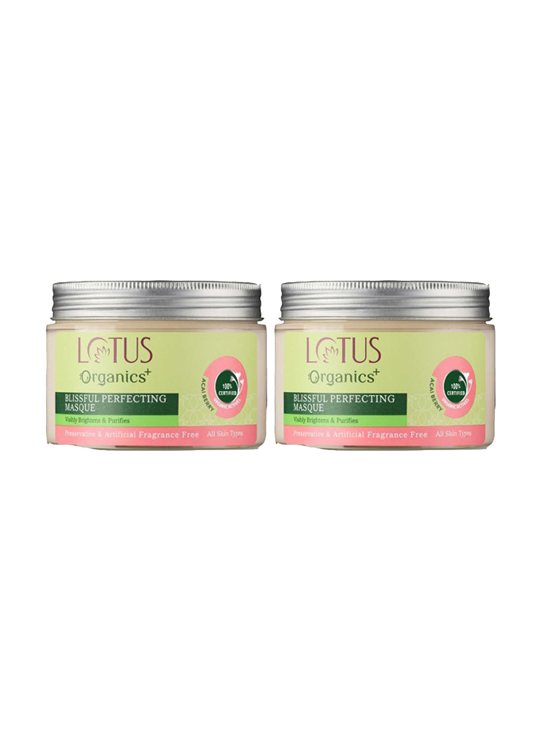 Lotus Organics+ Set Of 2 Blissful Perfecting Face Masque- 50g Each