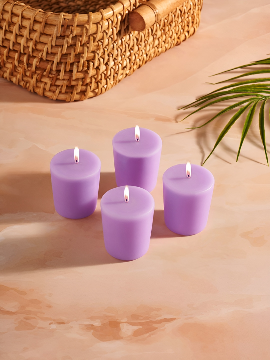 Living scapes by Pantaloons 4Pcs Smokeless Scented Solid Geometric Regular Pillar Candles