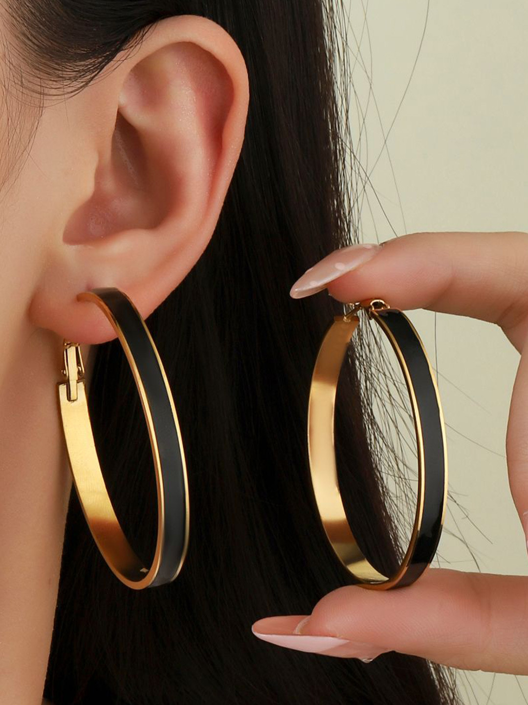 SALTY Uplifted Stainless Steel Contemporary Hoop Earrings